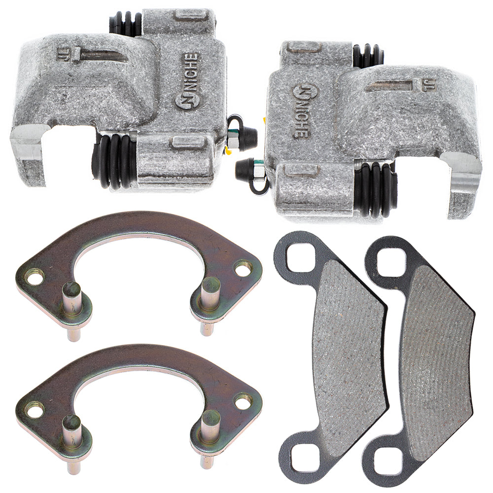 Front Brake Calipers & Pads Set for Polaris GEM Sportsman Scrambler 2206025 1912365 NICHE MK1001235