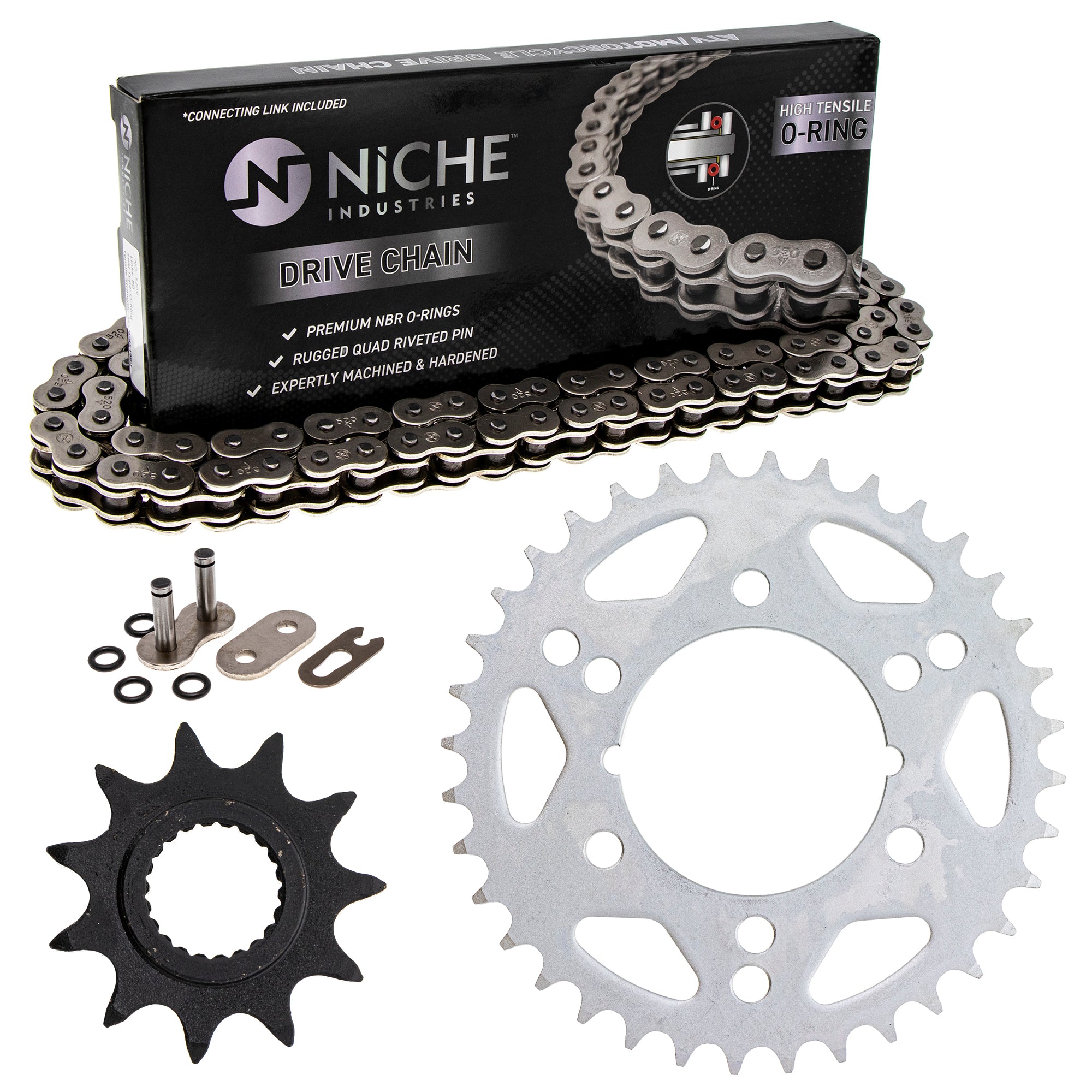 Drive Sprockets & Chain Kit for zOTHER Polaris JT Sprocket Trail Magnum 519-KCS0906K-K001 NICHE MK1004434