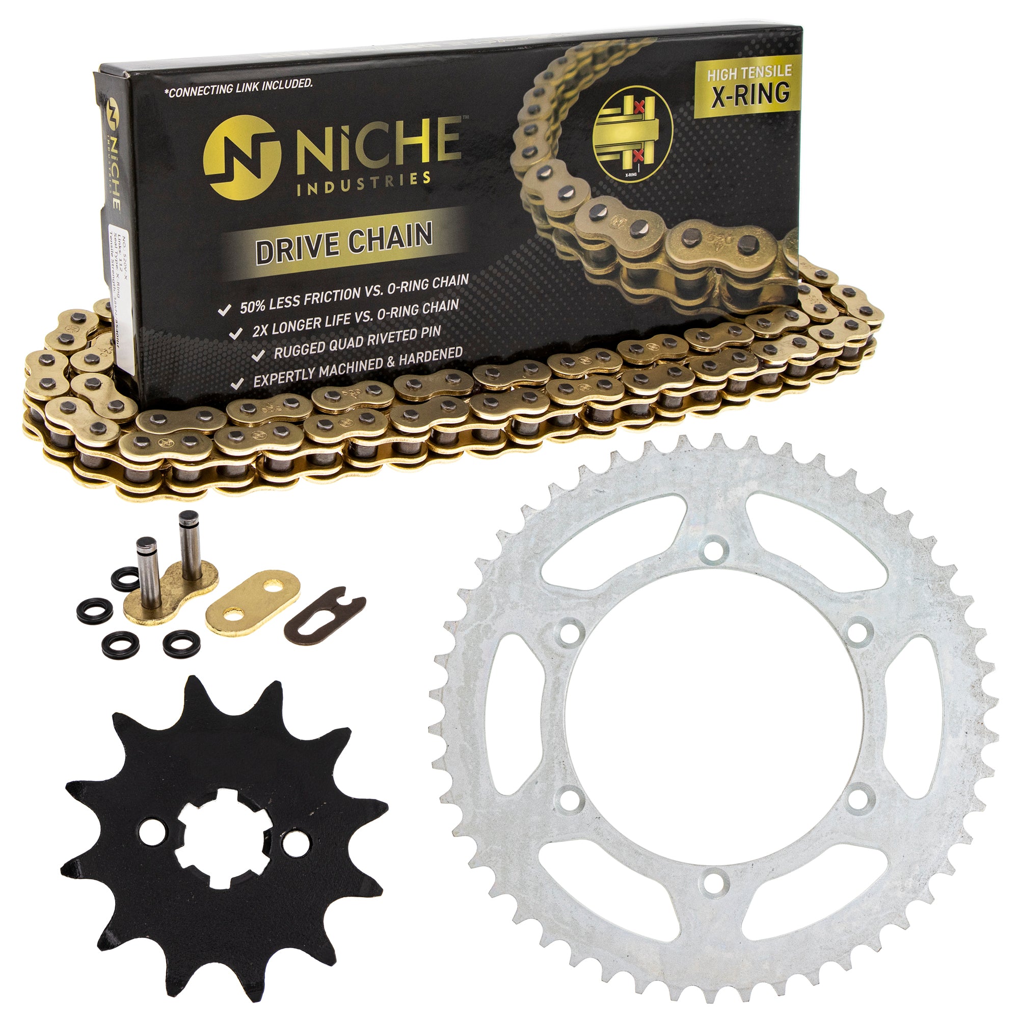 Drive Sprockets & Chain Kit for Kawasaki KX125 92057-0129 92057-0079 42041-1450 42041-1408 NICHE MK1004587