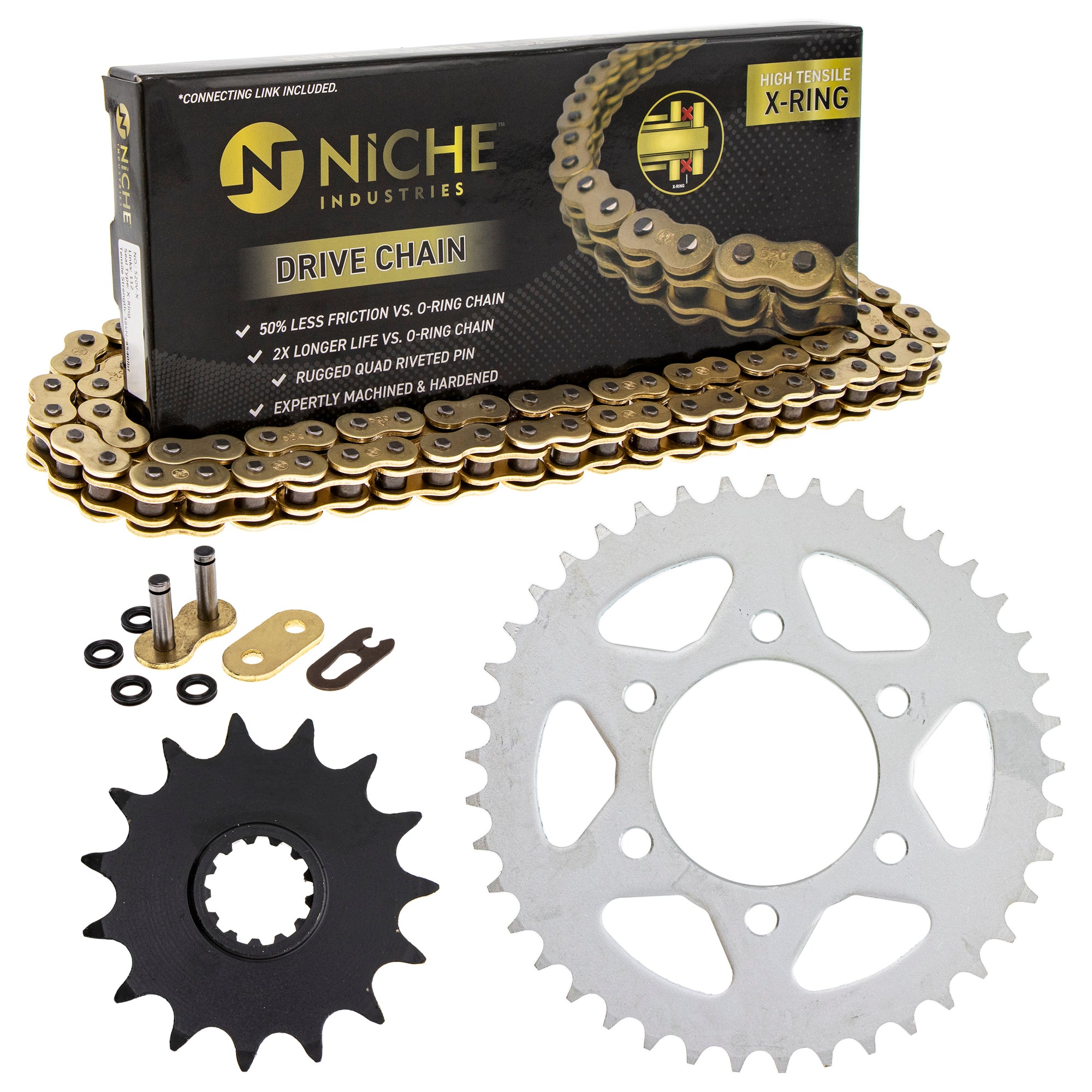 Drive Sprockets & Chain Kit for Kawasaki Ninja 92057-0129 92057-0647 92057-0191 92057-0174 NICHE MK1004619