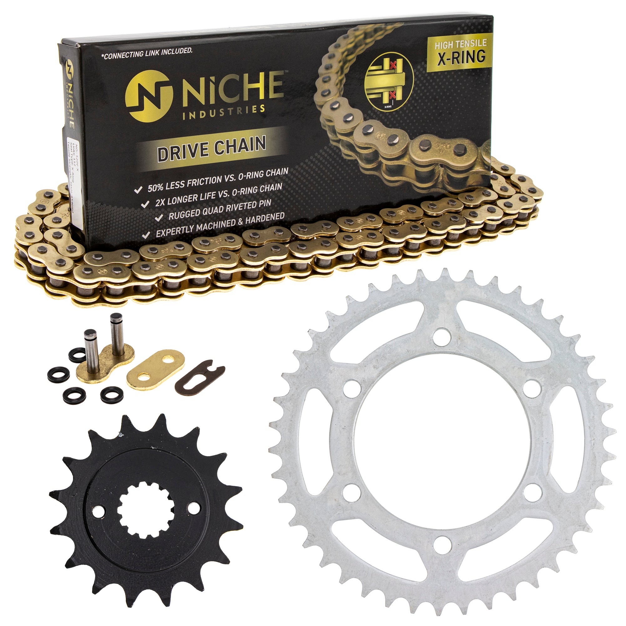 Drive Sprockets & Chain Kit for Kawasaki YZ125 XT600 XR350R XR250R 13144-1085 92057-1472 NICHE MK1004747
