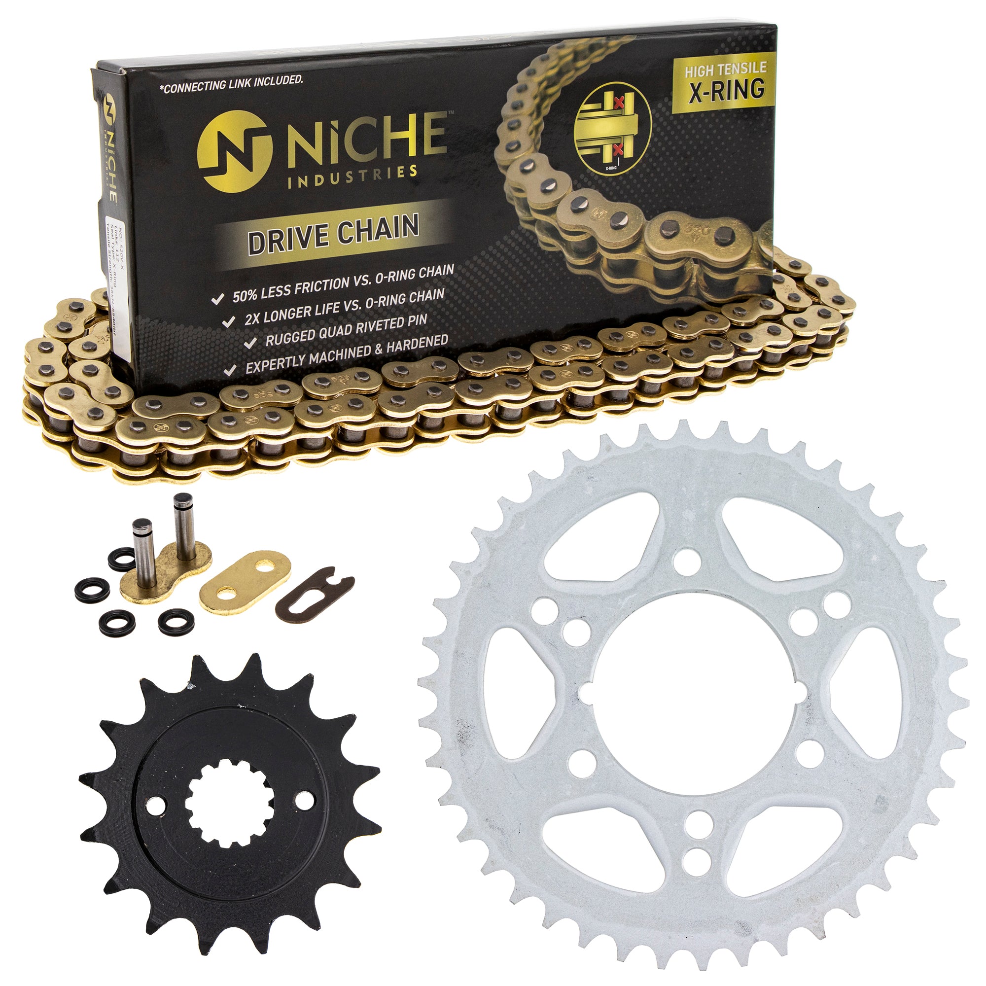 Drive Sprockets & Chain Kit for Kawasaki Zephyr YZ250 YZ125 YZ100 13144-1085 92057-1367 NICHE MK1004796