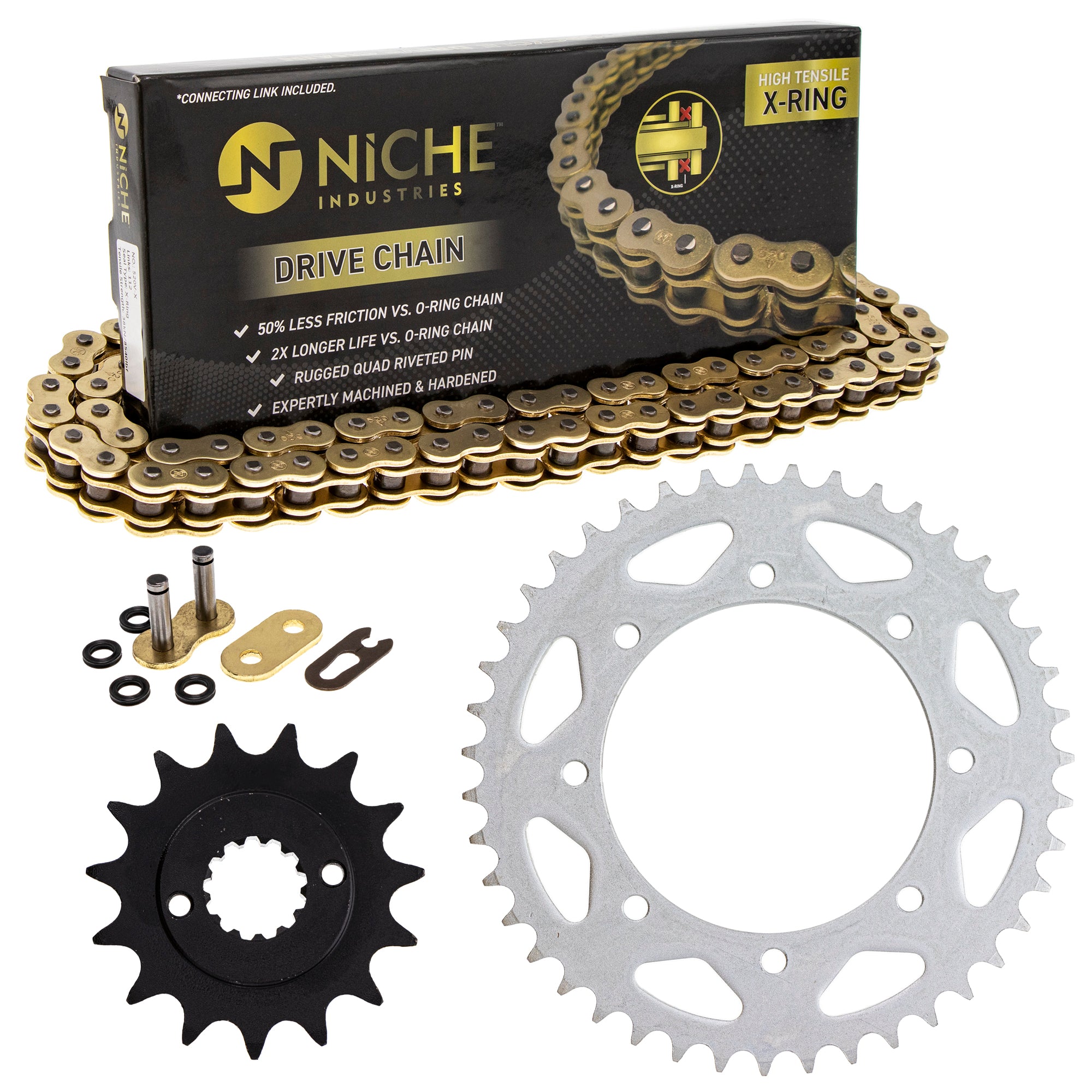 Drive Sprockets & Chain Kit for Kawasaki KLR650 CR500R CR250R 13144-1253 42041-1260 NICHE MK1004799