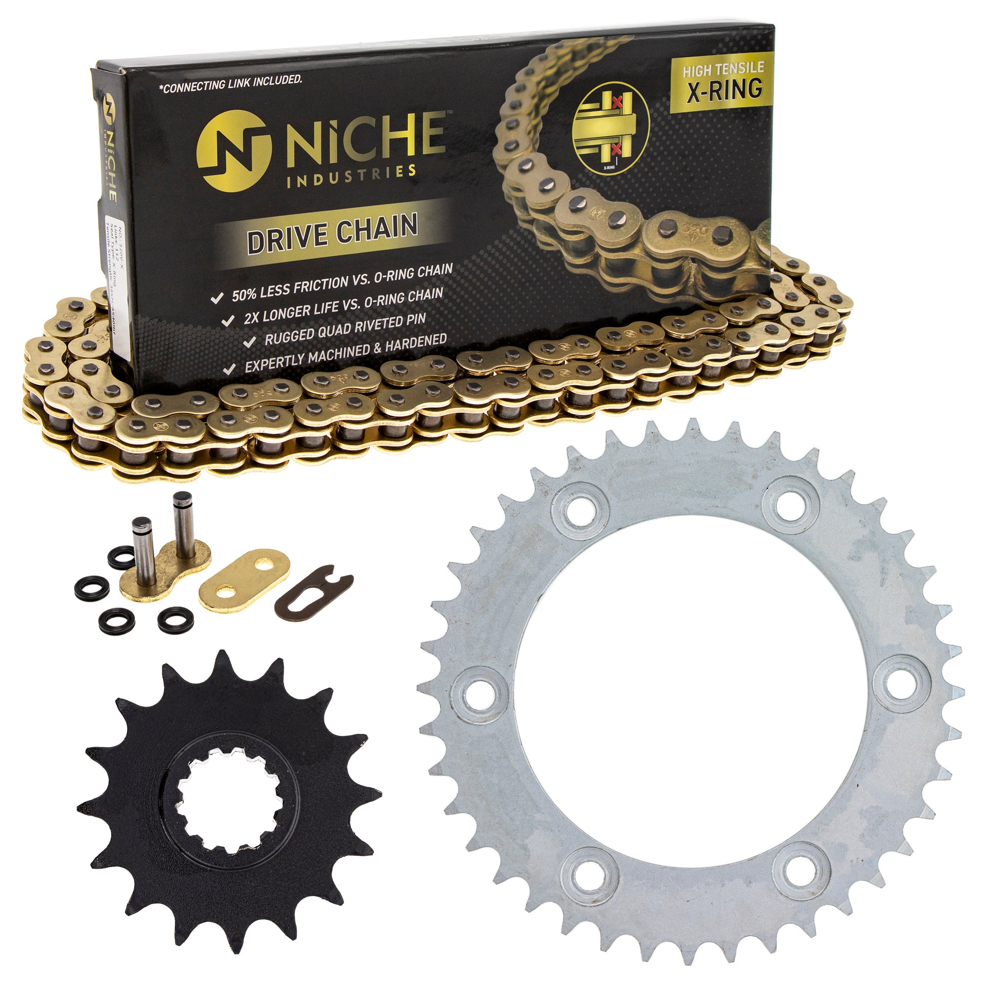 Drive Sprockets & Chain Kit for zOTHER Kawasaki Honda XR250R CR500R CR125R 40530-KCY-652 NICHE MK1004800