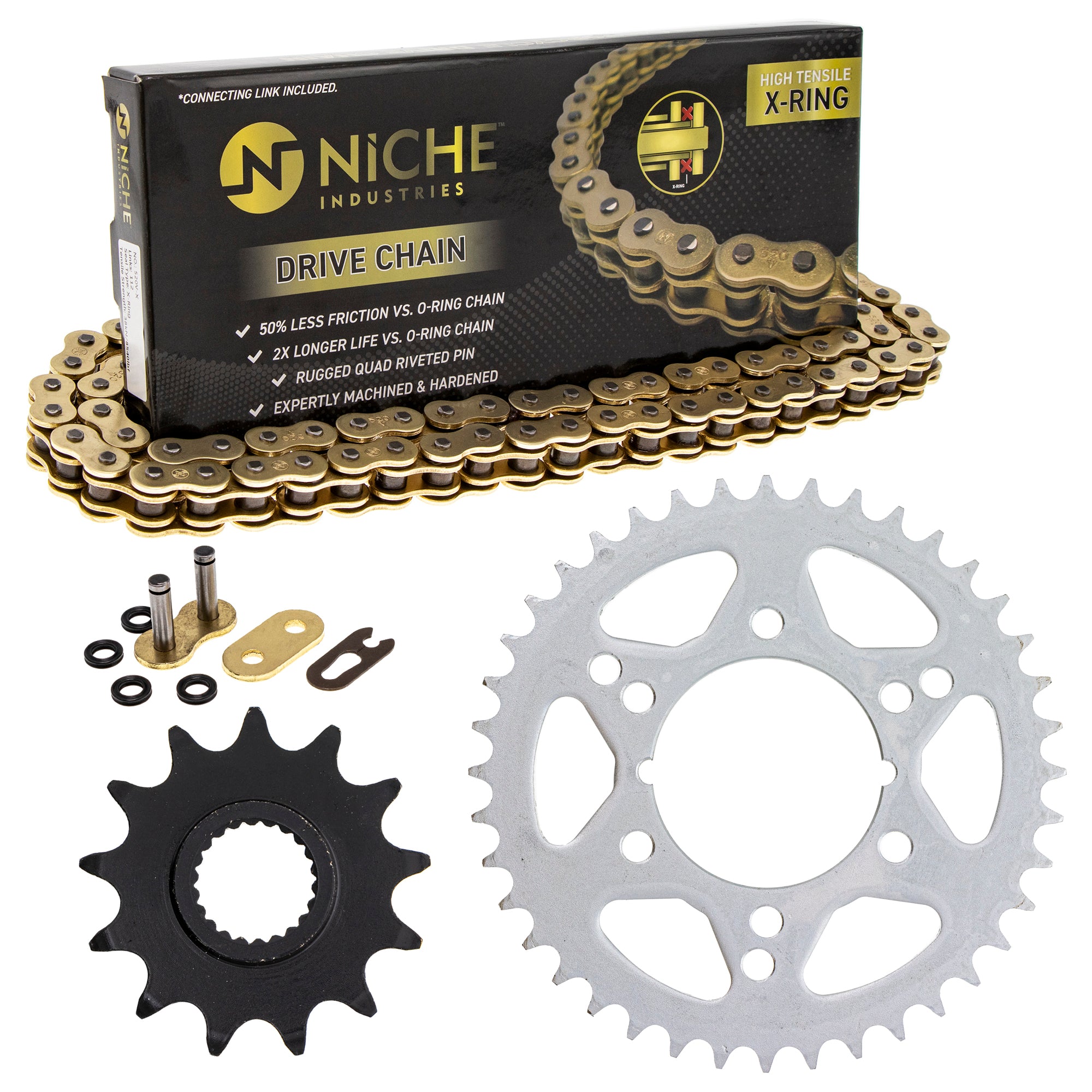Drive Sprockets & Chain Kit for zOTHER Polaris JT Sprocket Trail 519-KCS1436K-K001 NICHE MK1004964