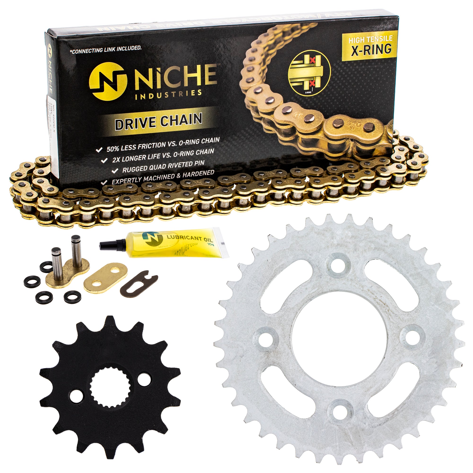 Drive Sprockets & Chain Kit for Honda XR50R 41201-GEL-700 41201-GEL-A80 40530-GE2-672 NICHE MK1005021