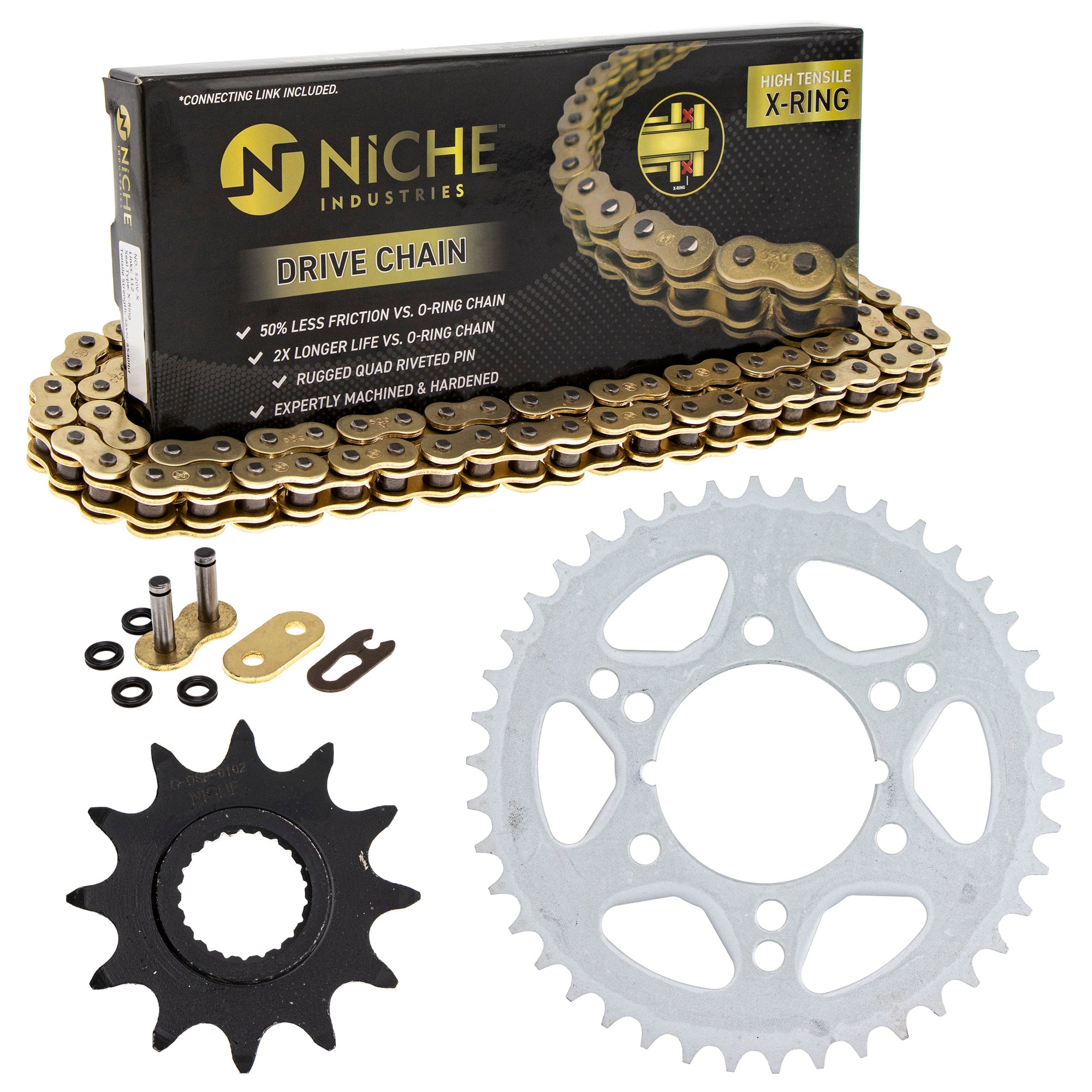 Drive Sprockets & Chain Kit for zOTHER Polaris JT Sprocket Trail 519-KCS1554K-K001 NICHE MK1005082