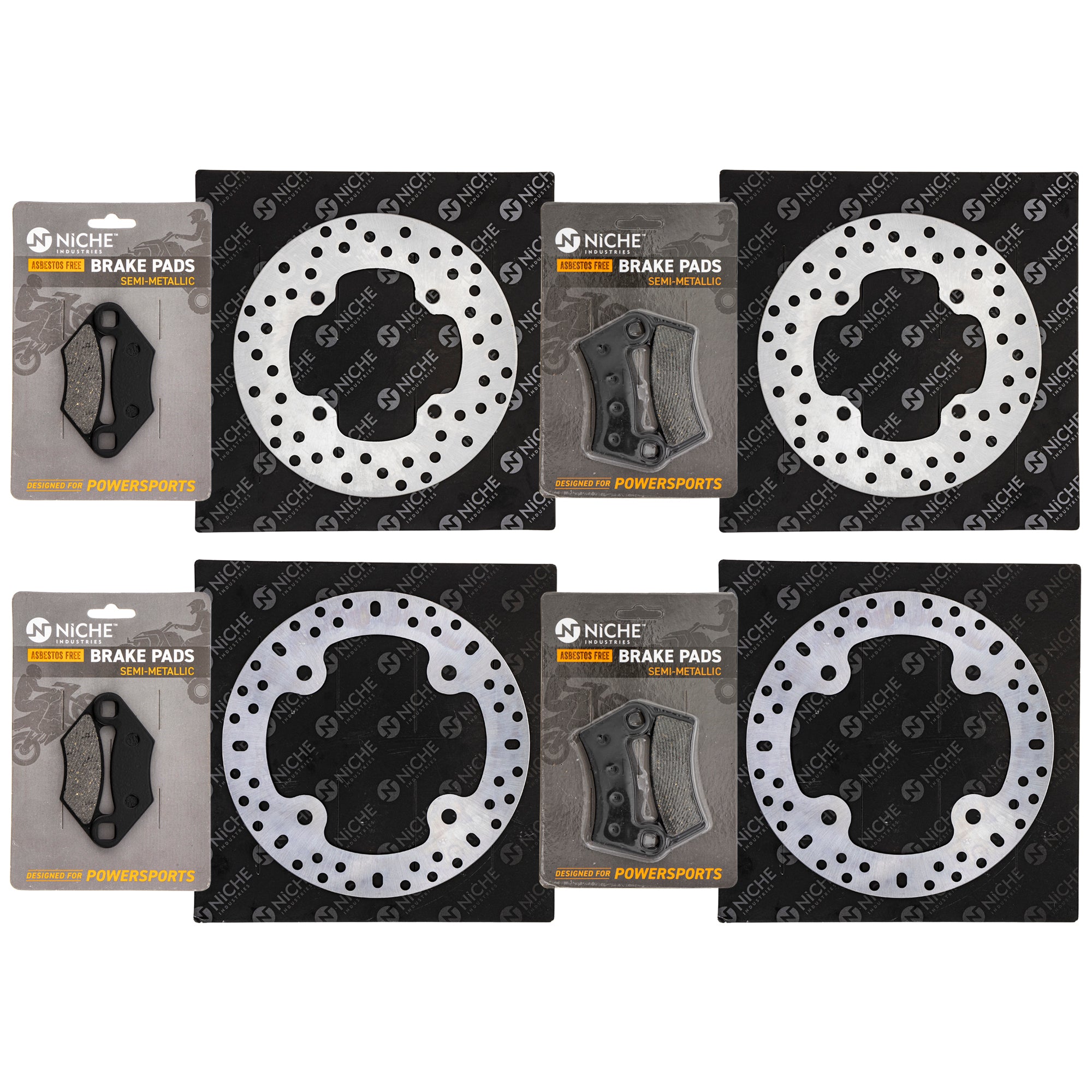 Brake Rotors & Pads Kit for Polaris Kawasaki RZR 2202412 2200465 2203318 2201398 1930815 NICHE MK1006579