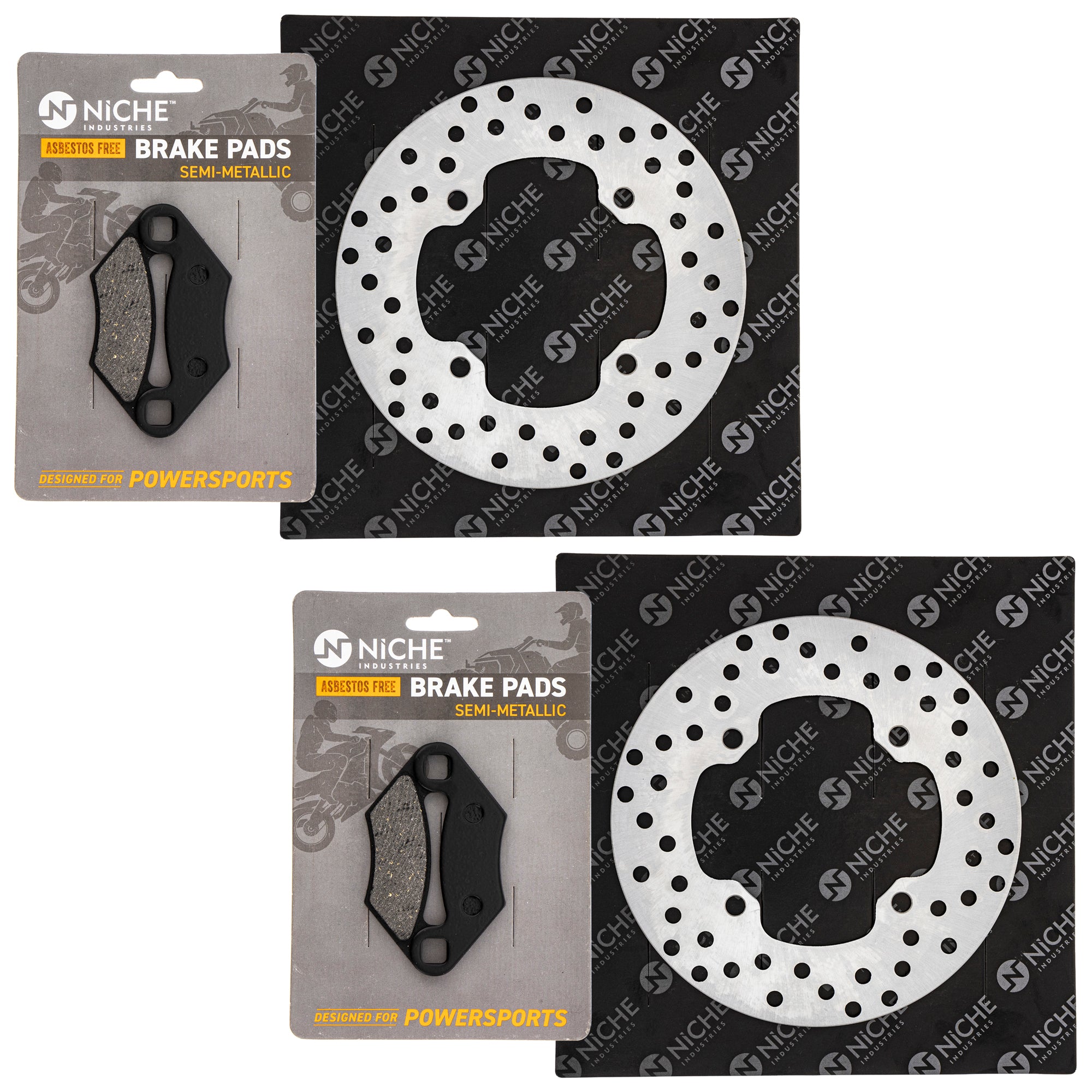 Rear Brake Rotors and Pads Kit for Polaris Kawasaki Sportsman RZR Hawkeye ACE 2202412 NICHE MK1006588