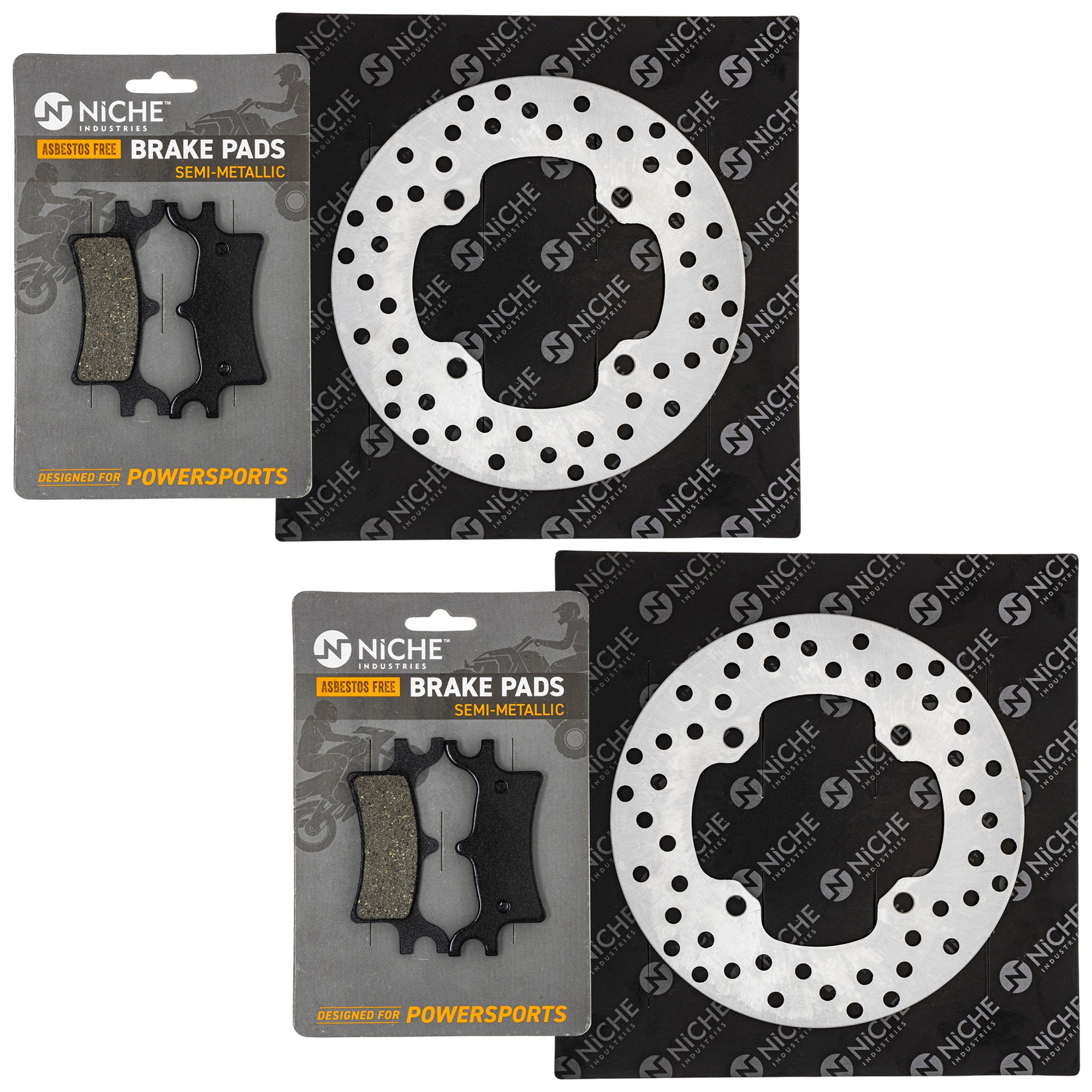 Rear Brake Rotors and Pads Kit for Polaris Kawasaki Indian BRP Can-Am Ski-Doo Sea-Doo NICHE MK1006590