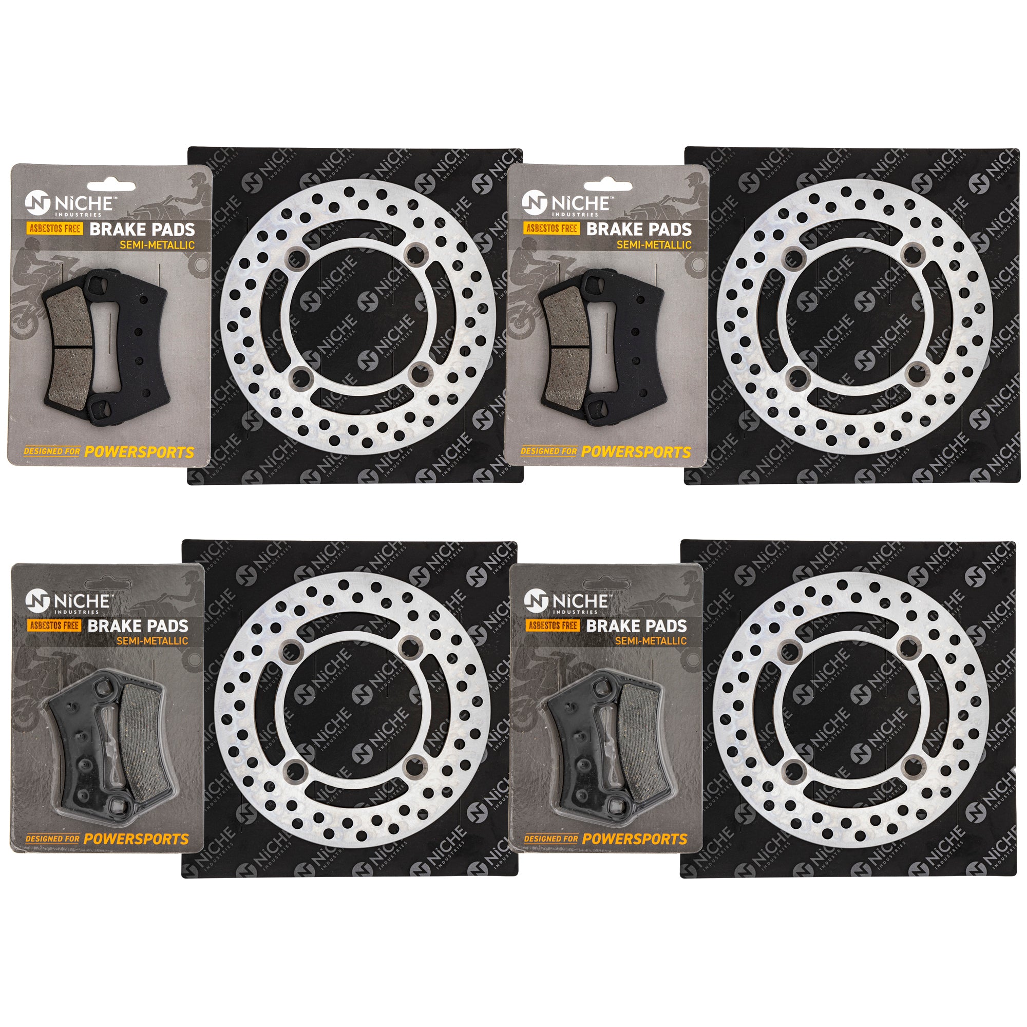 Front Brake Rotors & Pads Kit for Polaris Honda RZR 2203318 2206025 1911197 1911085 NICHE MK1006804