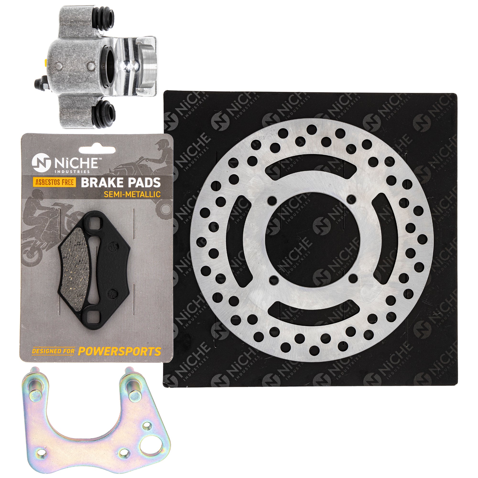 Single Caliper, Rotor, Pad Set for zOTHER Polaris GEM Trail Sportsman Scrambler Magnum NICHE MK1007886