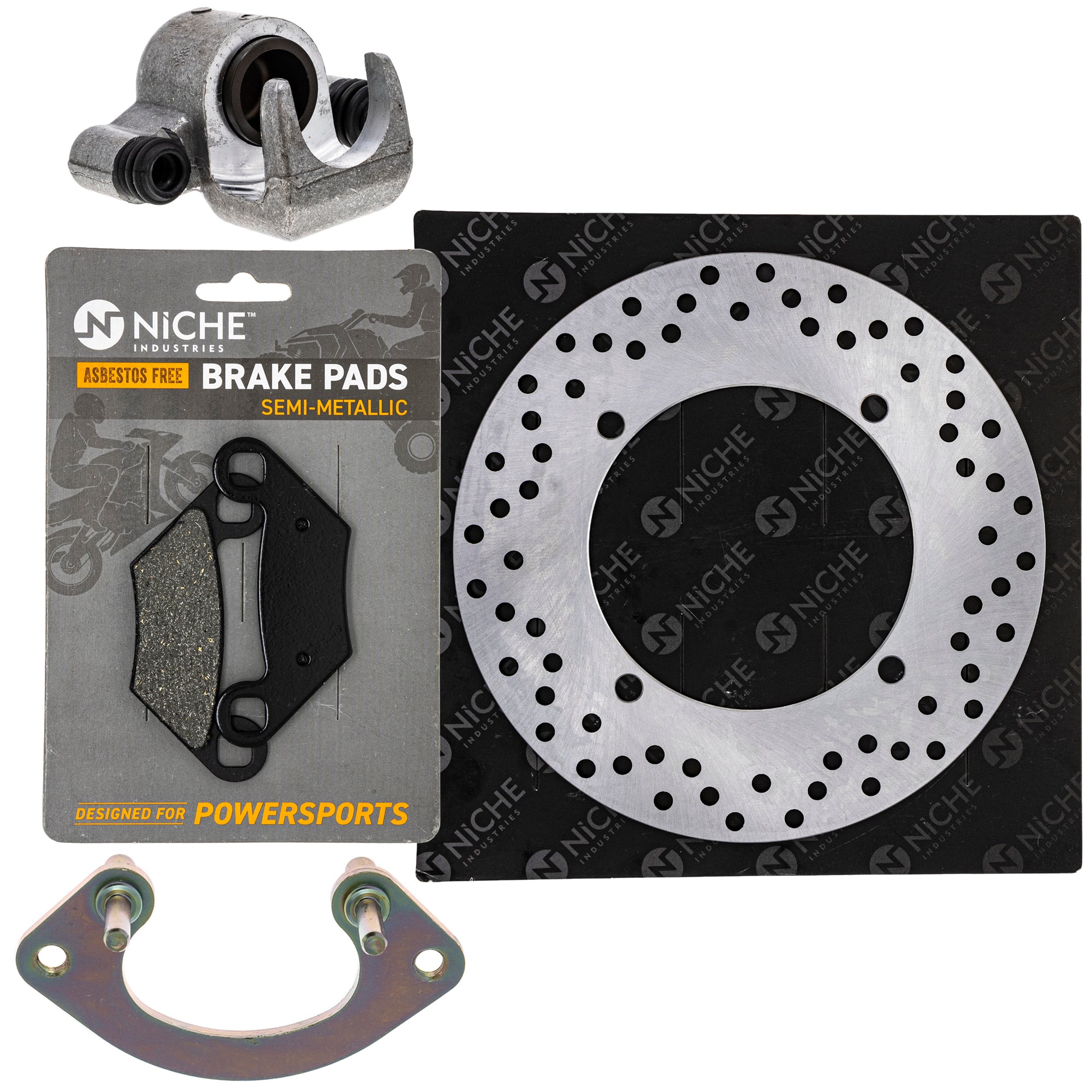 Single Caliper, Rotor, Pad Set for zOTHER Polaris GEM Sportsman Scrambler NICHE MK1007895