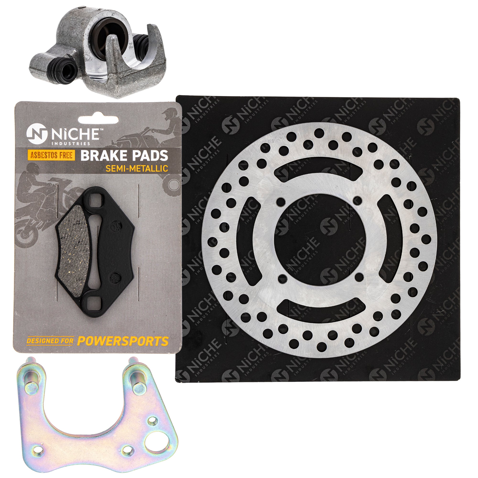 Single Caliper, Rotor, Pad Set for zOTHER Polaris GEM Trail Sportsman Scrambler Magnum NICHE MK1007896