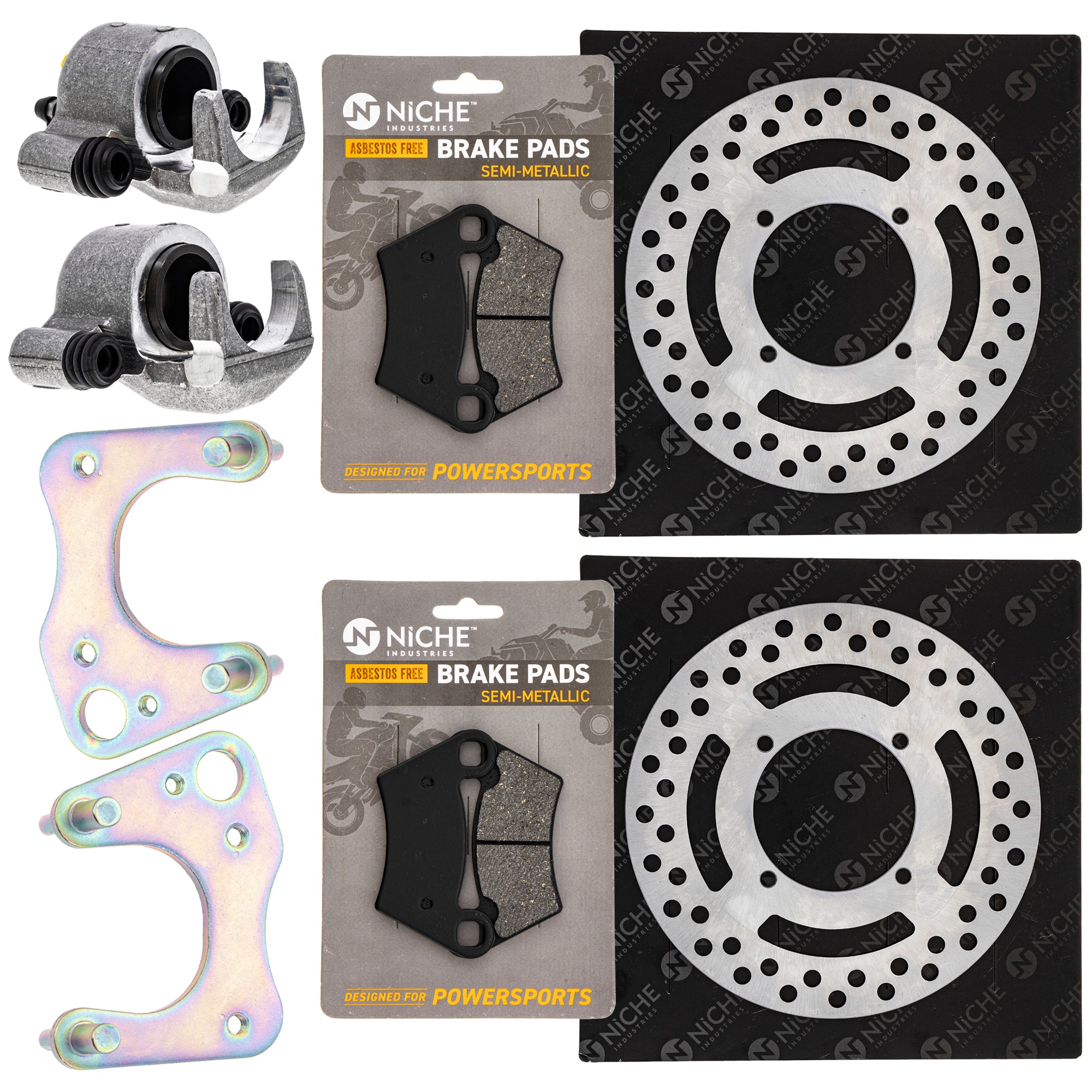Front Brakes Rebuild Kit - Calipers, Rotors, Pads for zOTHER Polaris GEM Sportsman Ranger NICHE MK1007959