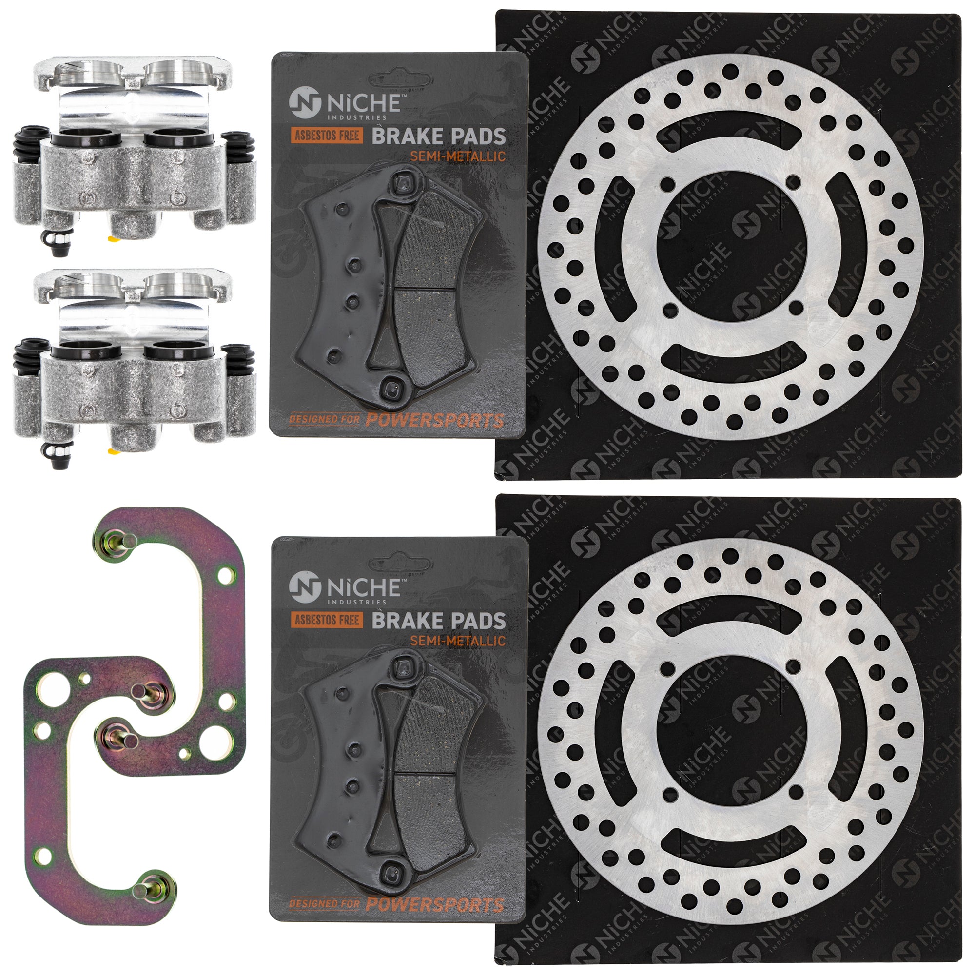 Front Brakes Rebuild Kit - Calipers, Rotors, Pads for zOTHER Polaris GEM Ranger EM1400 NICHE MK1007961