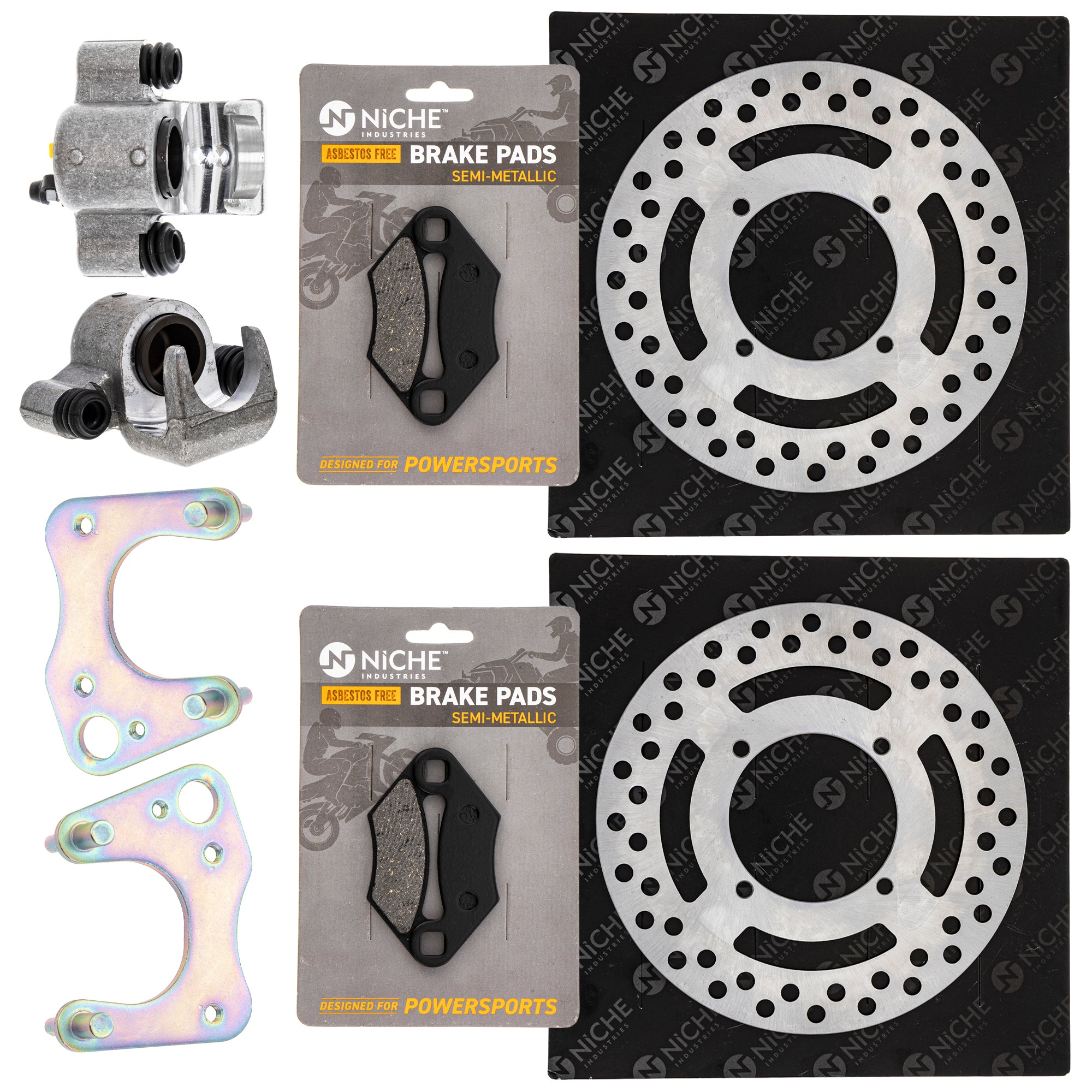 Front Brakes Rebuild Kit - Calipers, Rotors, Pads for zOTHER Polaris GEM Trail Sportsman NICHE MK1007963
