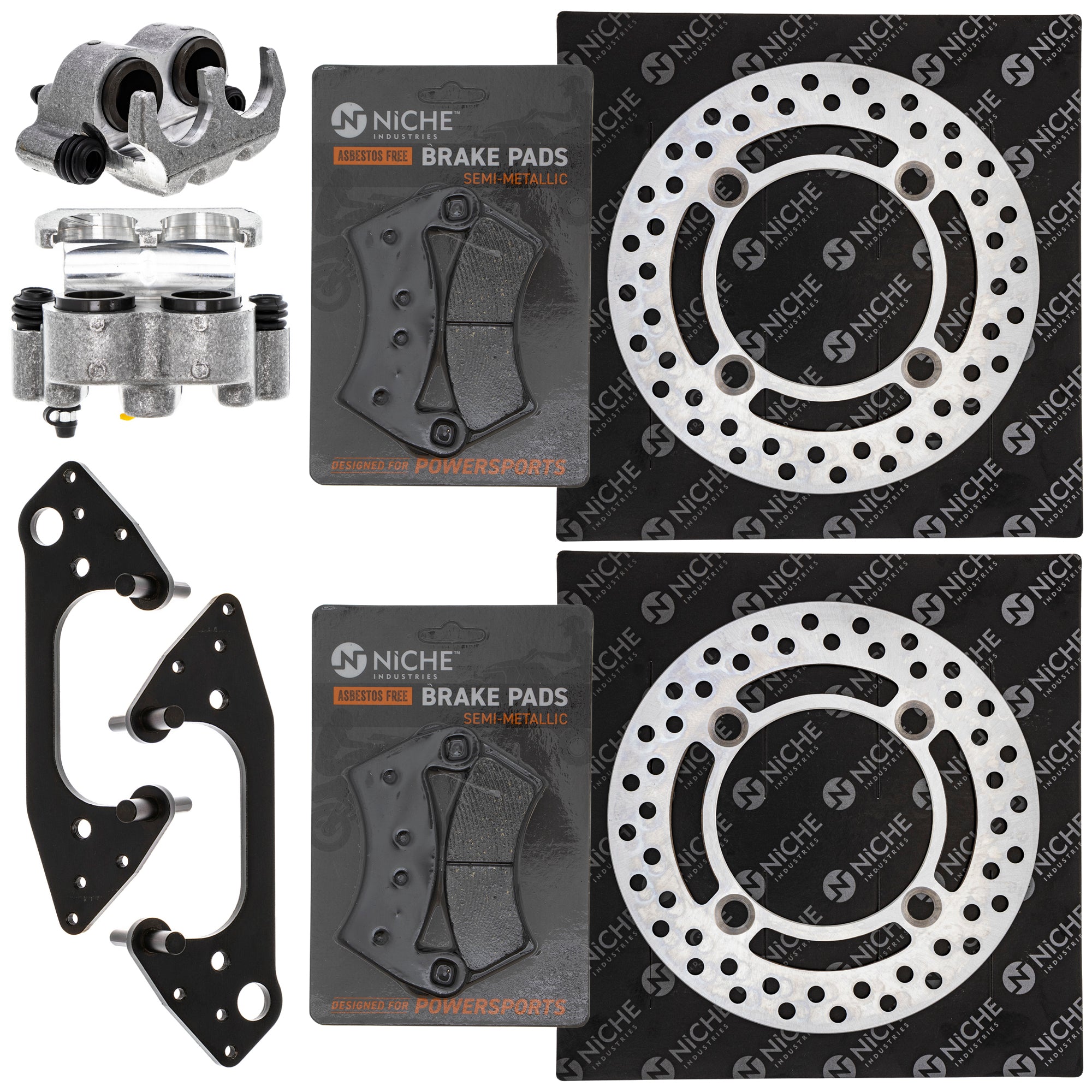 Front Brakes Rebuild Kit - Calipers, Rotors, Pads for zOTHER Polaris GEM RZR Ranger MRZR NICHE MK1007965