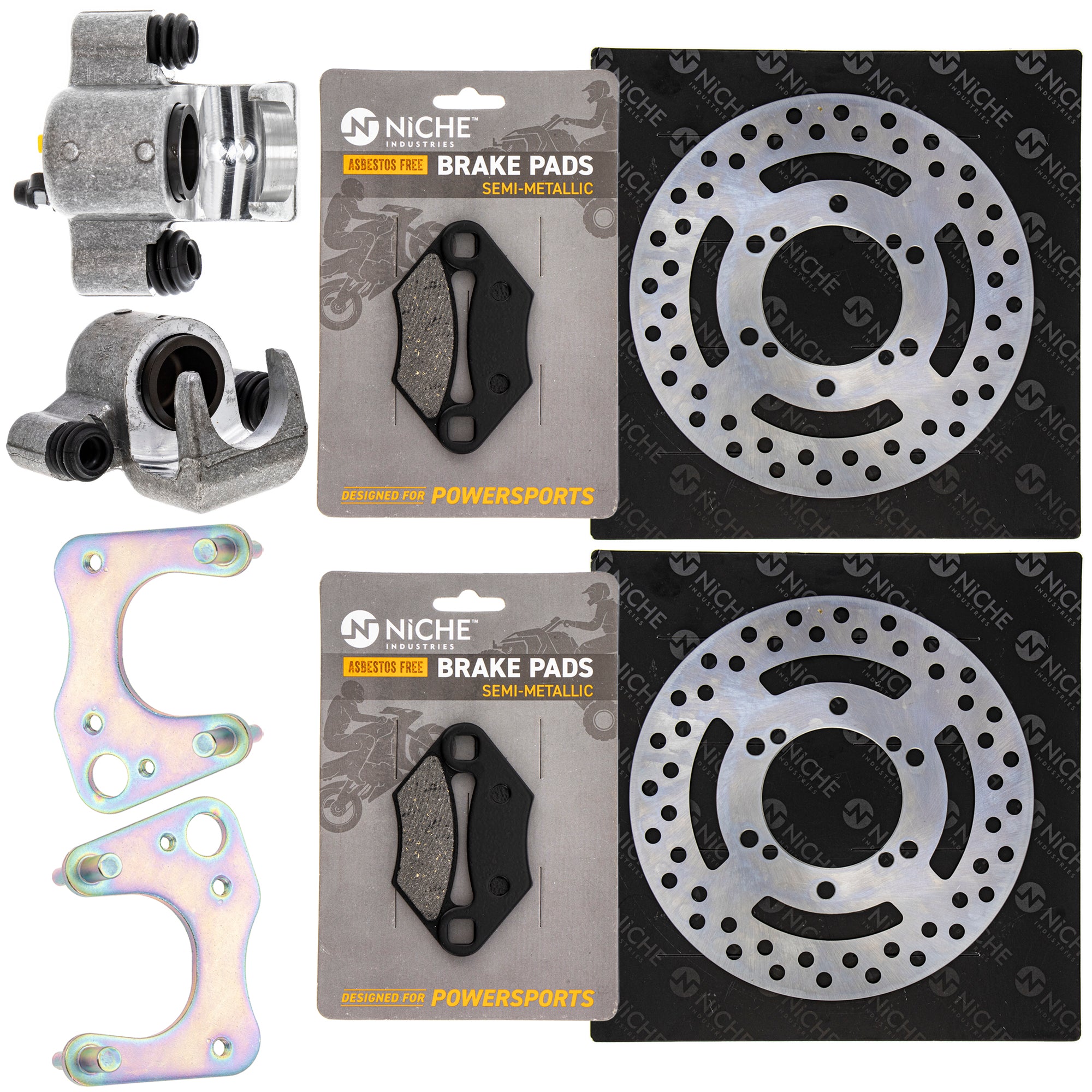 Front Brakes Rebuild Kit - Calipers, Rotors, Pads for zOTHER Polaris GEM Sportsman Magnum NICHE MK1007982