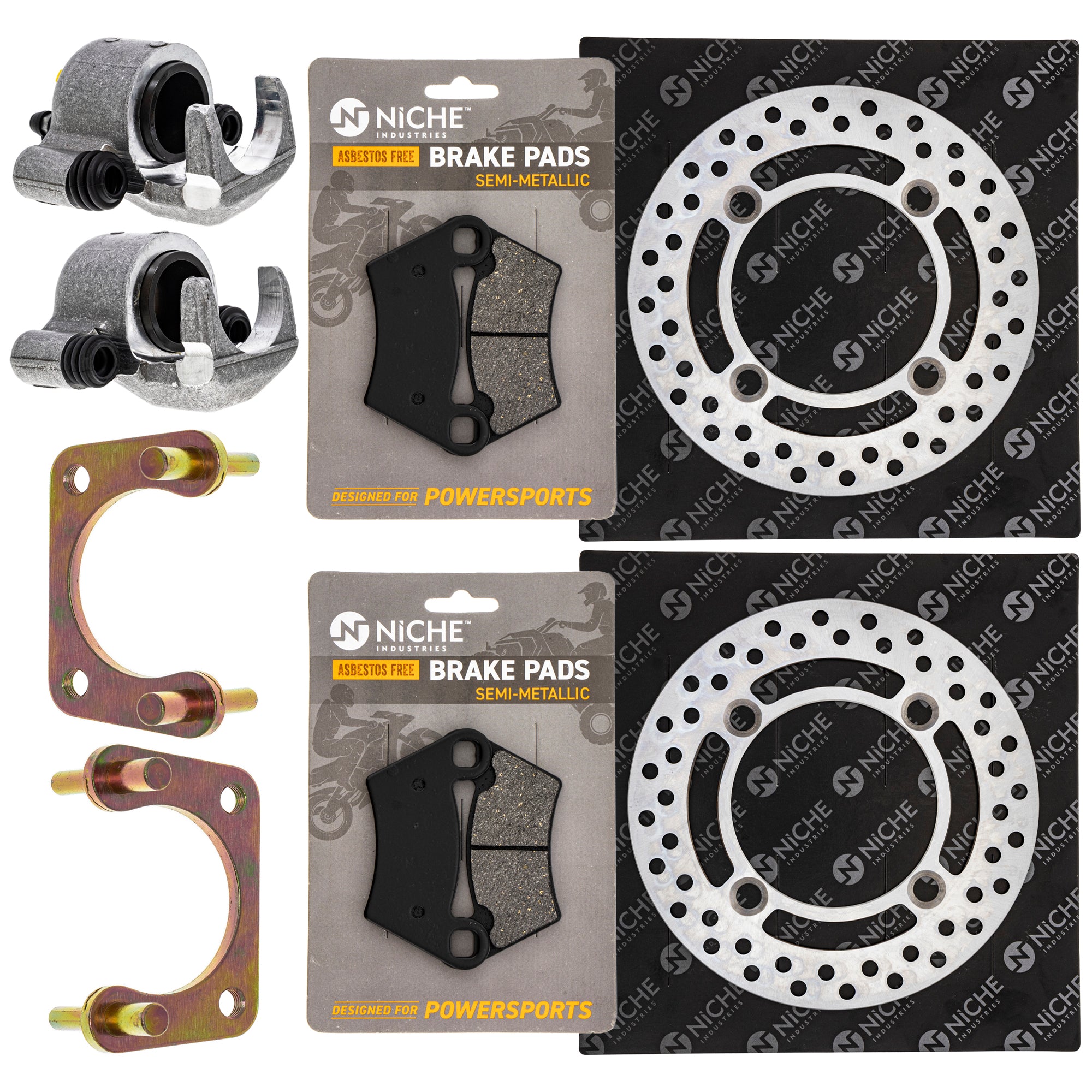 Rear Brakes Rebuild Kit - Calipers, Rotors, Pads for zOTHER Polaris GEM RZR Ranger MRZR NICHE MK1007986