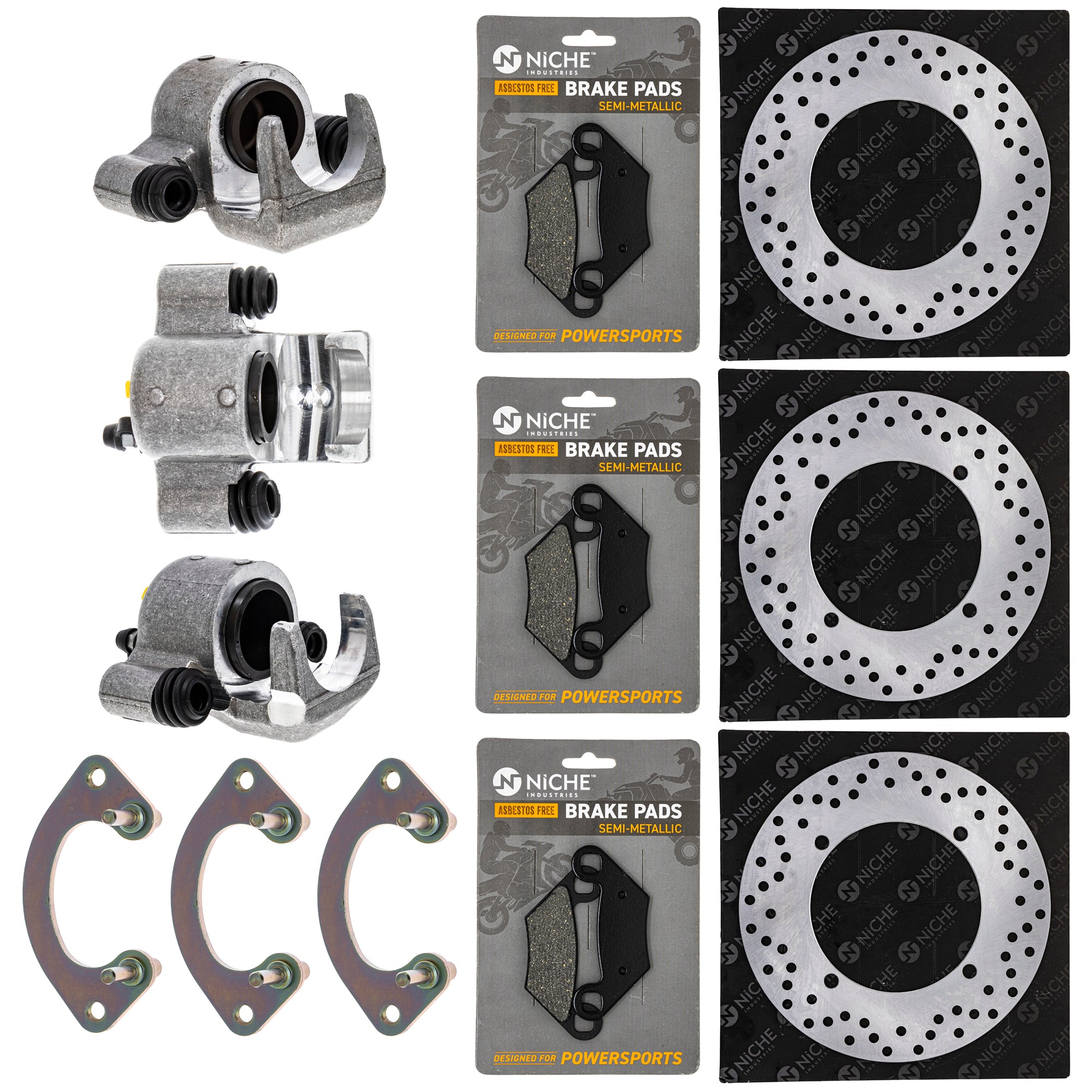 Brake Rebuild Calipers, Rotors, Pads (3) for zOTHER Polaris GEM Sportsman Scrambler NICHE MK1008016