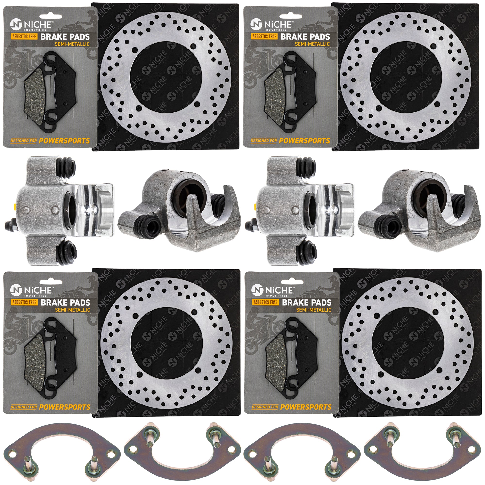 Brake Rebuild Calipers, Rotors, Pads (4) for zOTHER Polaris GEM Sportsman Scrambler NICHE MK1008036