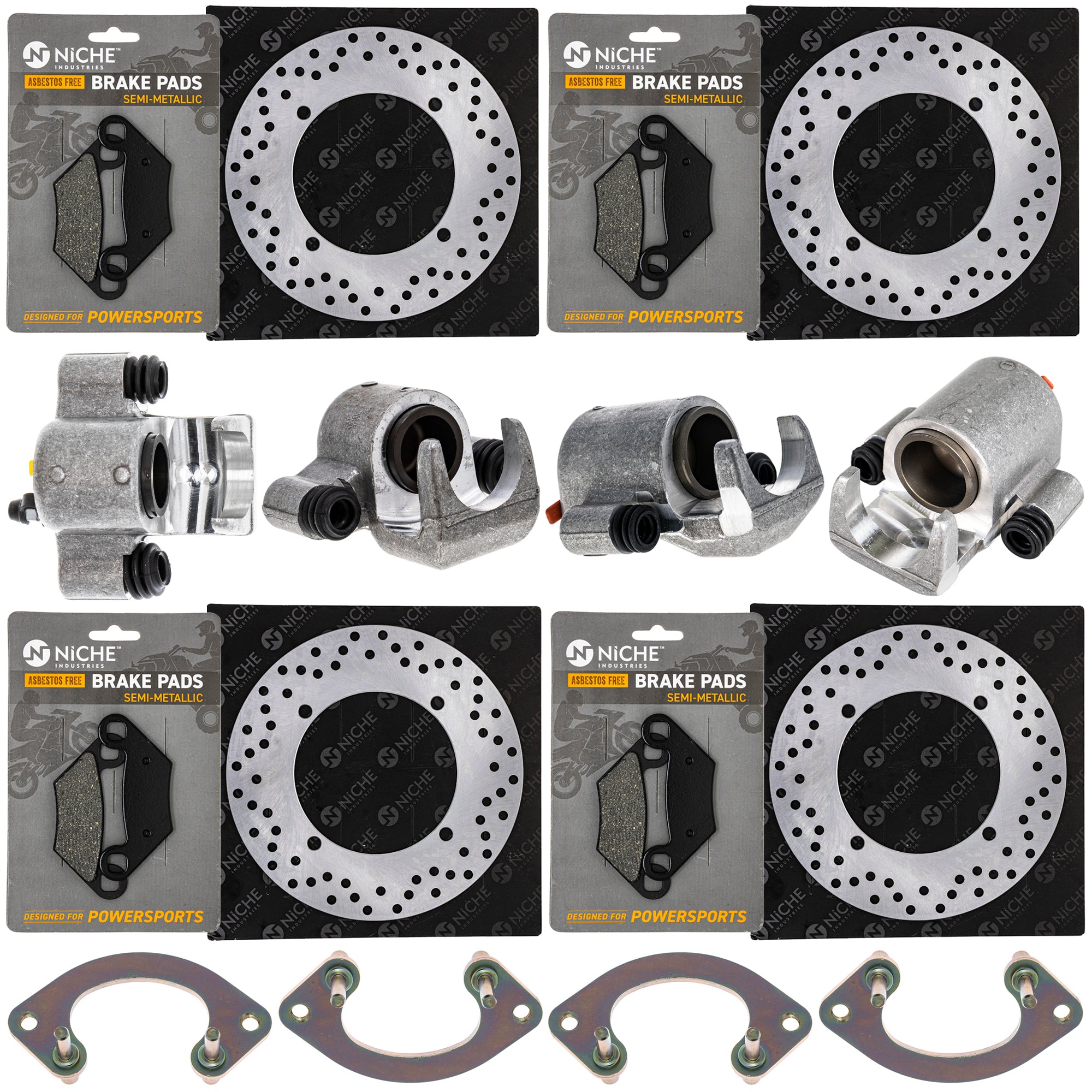 Brake Rebuild Calipers, Rotors, Pads (4) for zOTHER Polaris GEM Sportsman Scrambler NICHE MK1008038