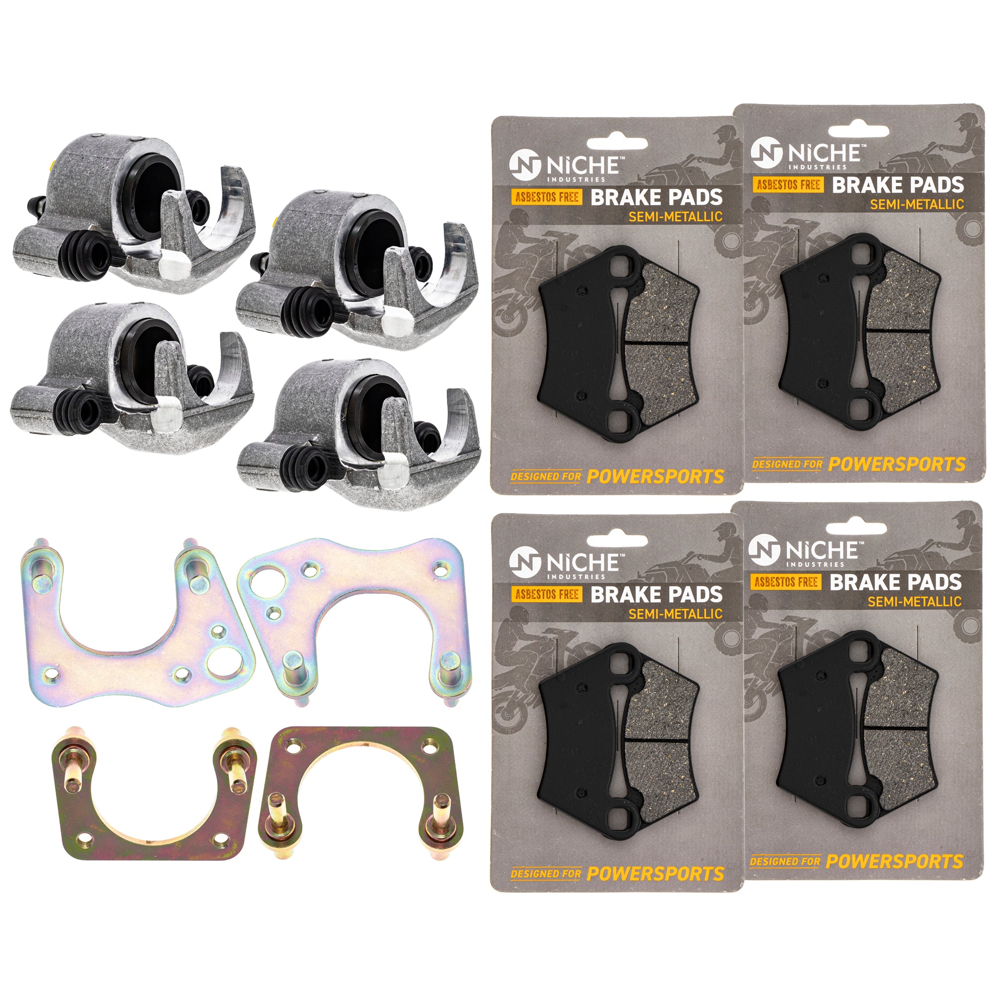 Brake Calipers & Pads Kit (4) Front/Rear for zOTHER Polaris GEM Sportsman Ranger NICHE MK1008201