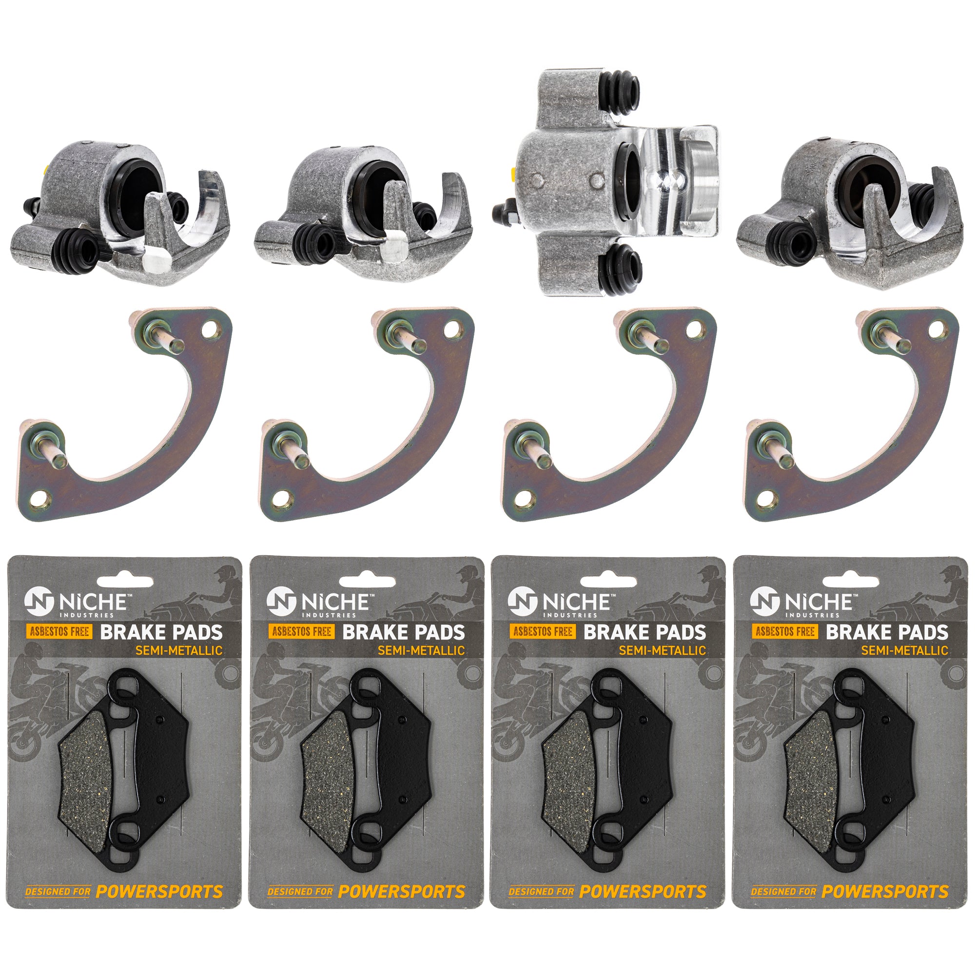 Brake Calipers & Pads Kit (4) Front/Rear for zOTHER Polaris GEM Sportsman Scrambler NICHE MK1008203
