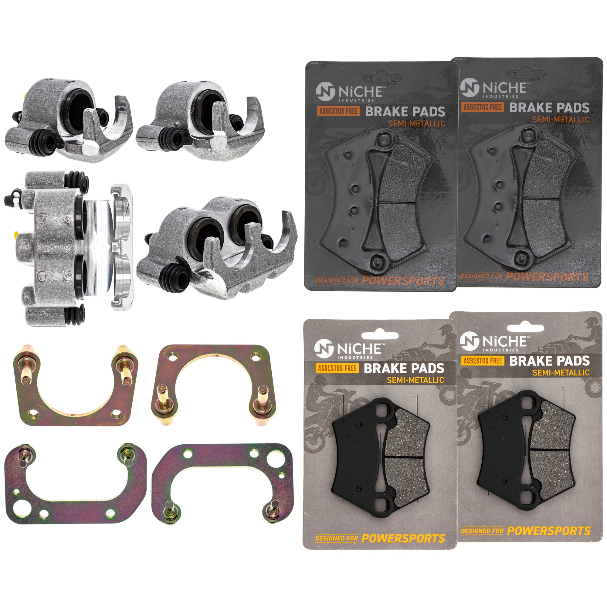 Brake Calipers & Pads Kit (4) Front/Rear for zOTHER Polaris GEM Ranger NICHE MK1008204
