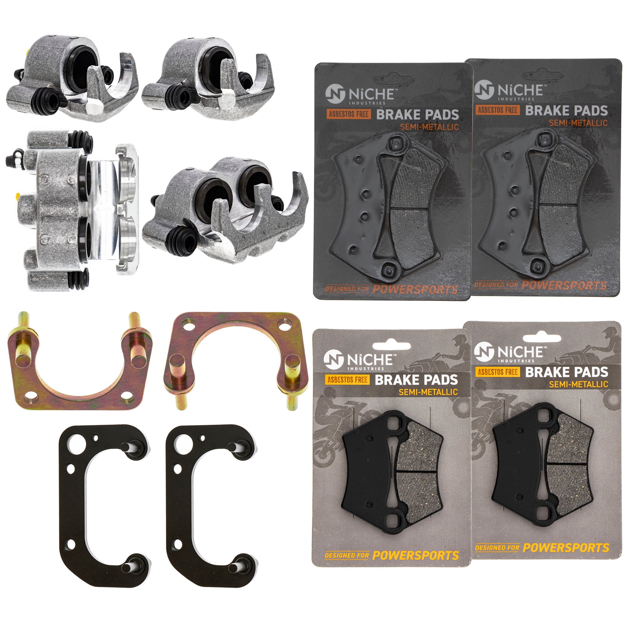 Brake Calipers & Pads Kit (4) Front/Rear for zOTHER Polaris GEM Ranger NICHE MK1008206