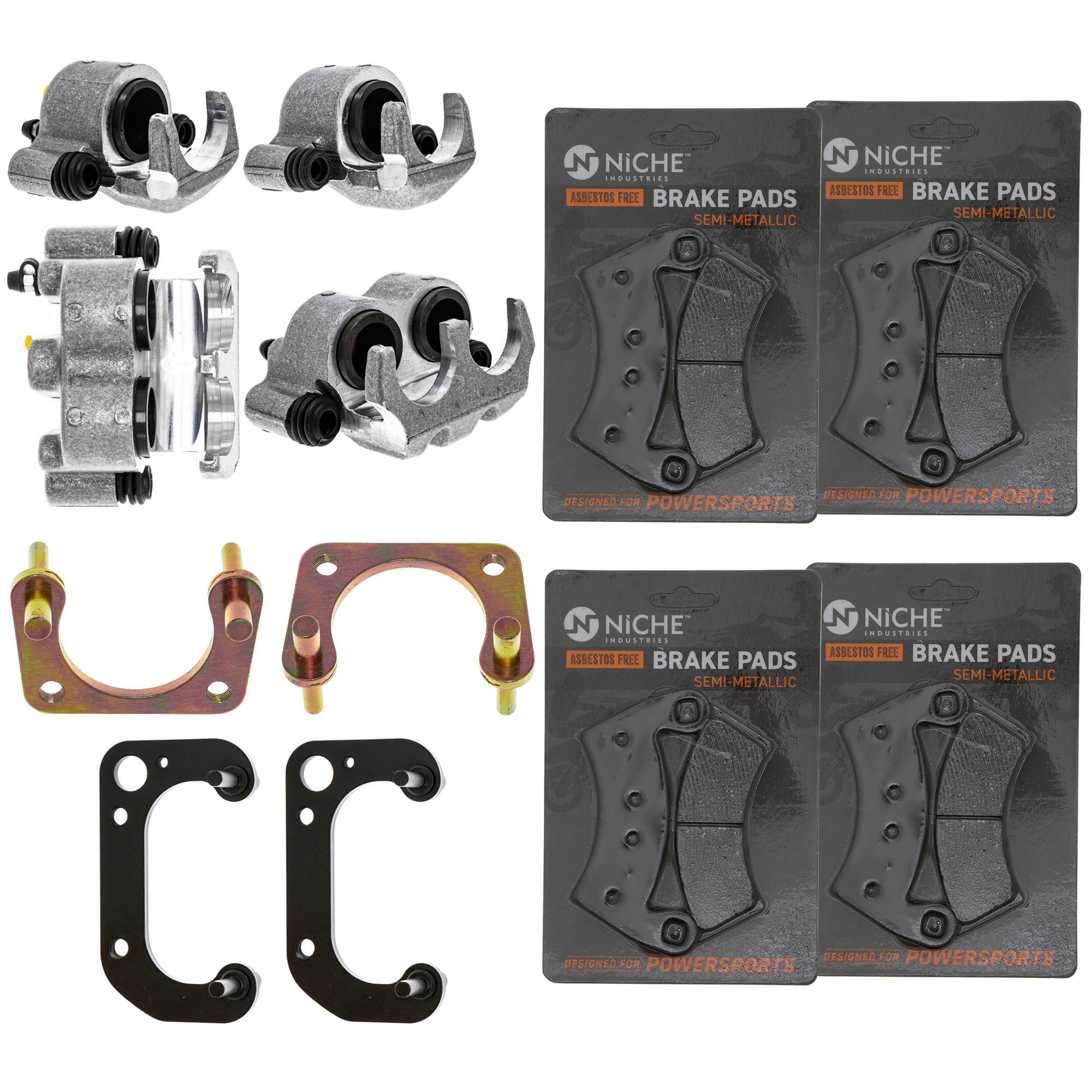 Brake Calipers & Pads Kit (4) Front/Rear for zOTHER Polaris GEM Ranger NICHE MK1008207