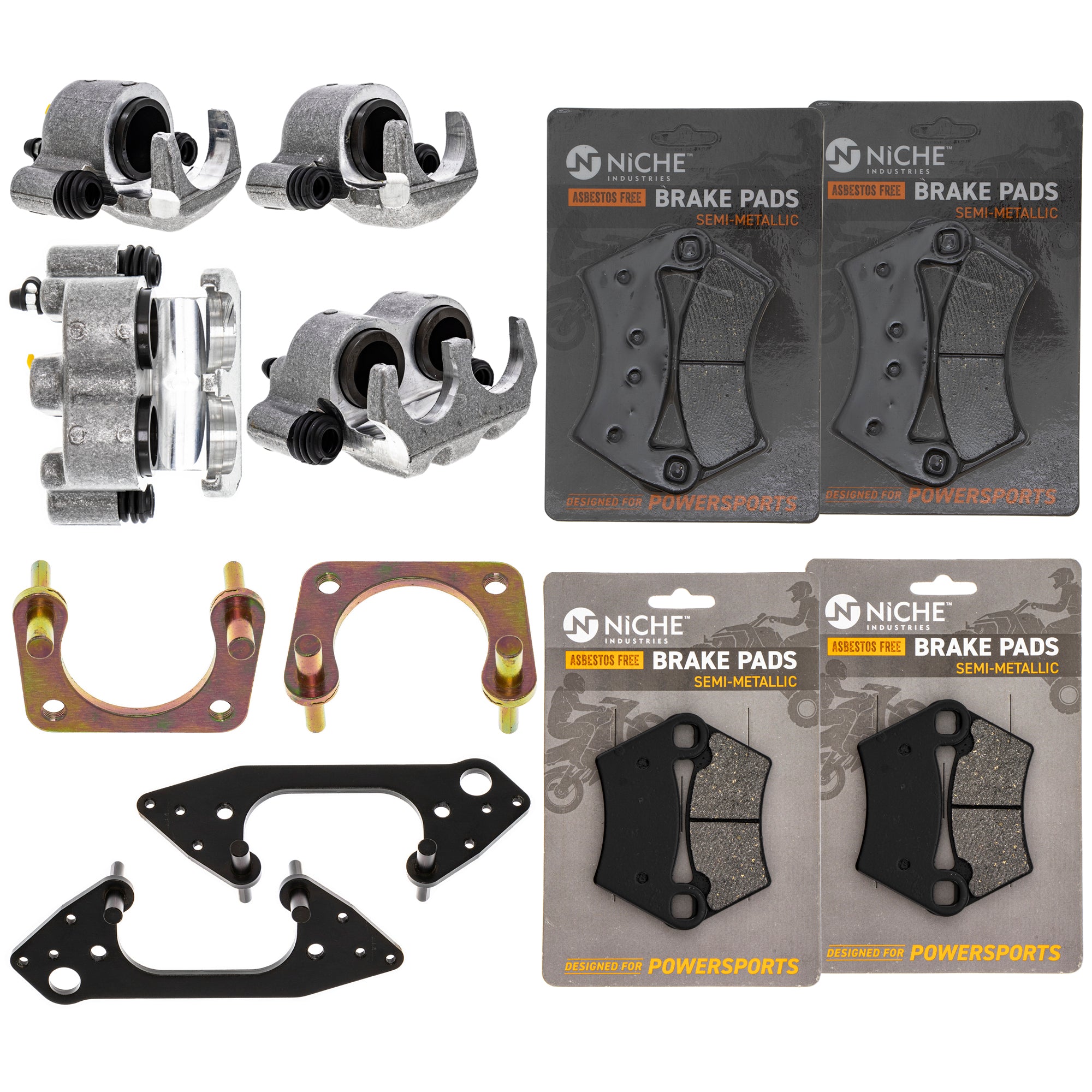 Brake Calipers & Pads Kit (4) Front/Rear for zOTHER Polaris GEM RZR Ranger NICHE MK1008208