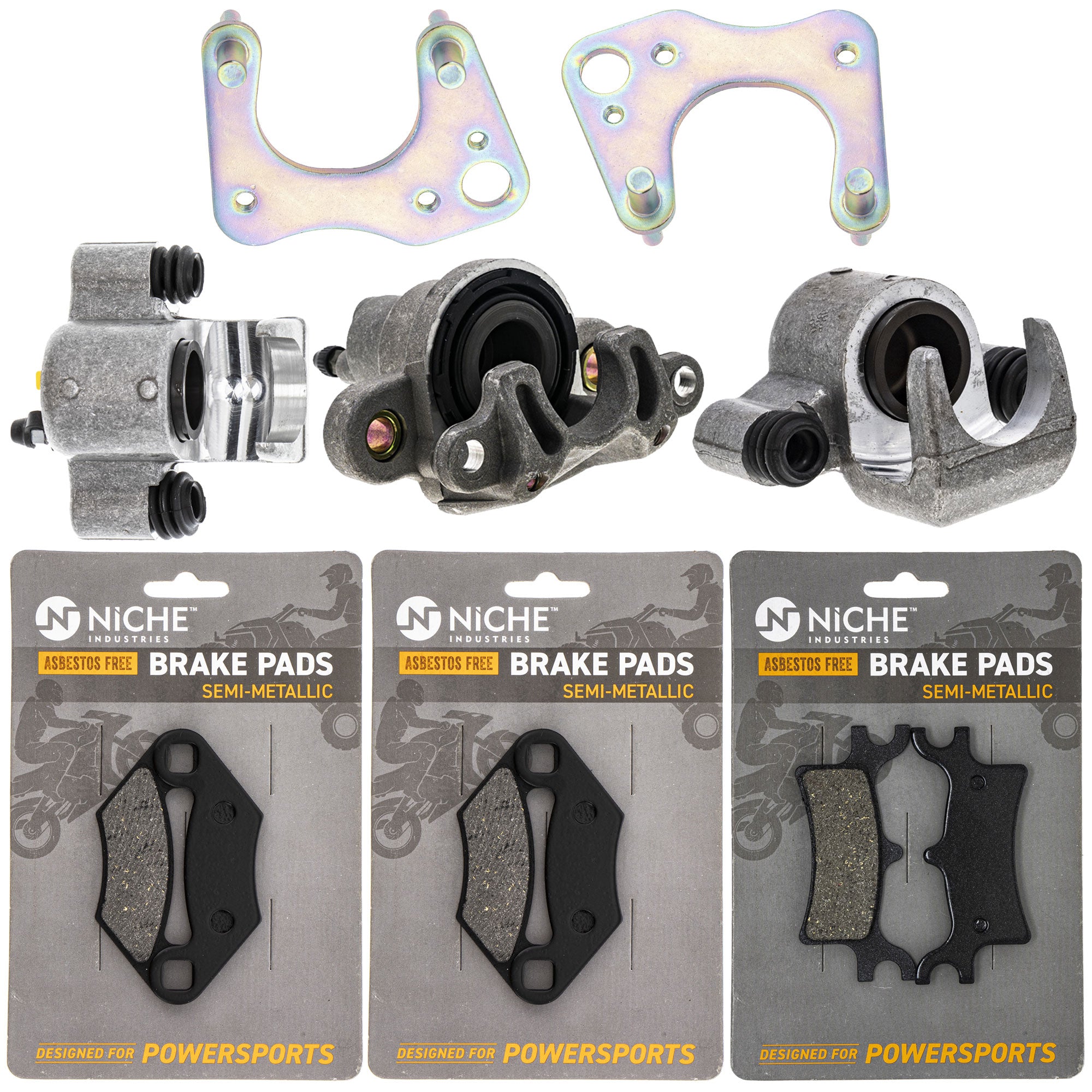 Brake Rebuild Kit Calipers & Pads (3) for zOTHER Polaris GEM Trail Sportsman Scrambler NICHE MK1008213