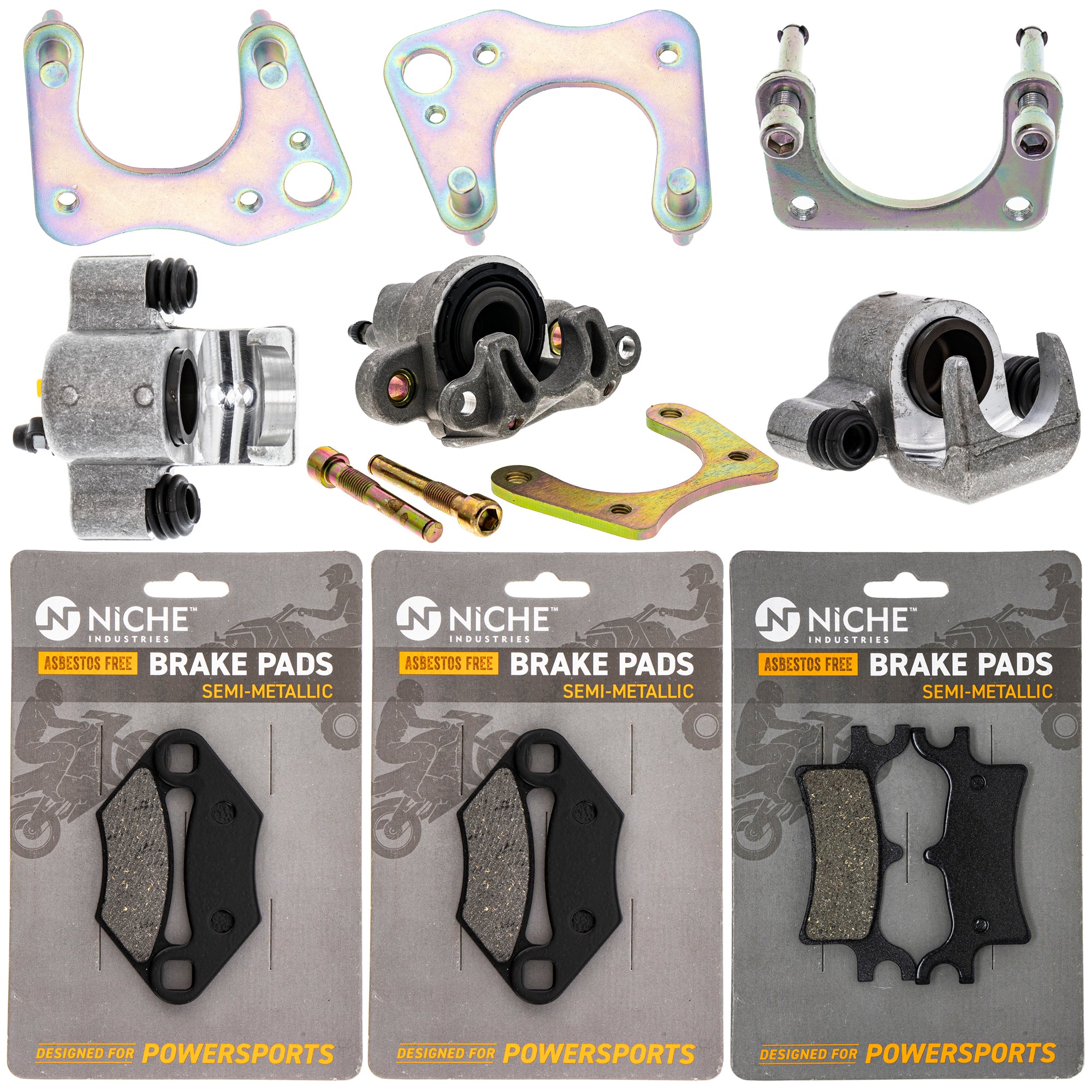 Brake Rebuild Kit Calipers & Pads (3) for zOTHER Polaris GEM Magnum NICHE MK1008214