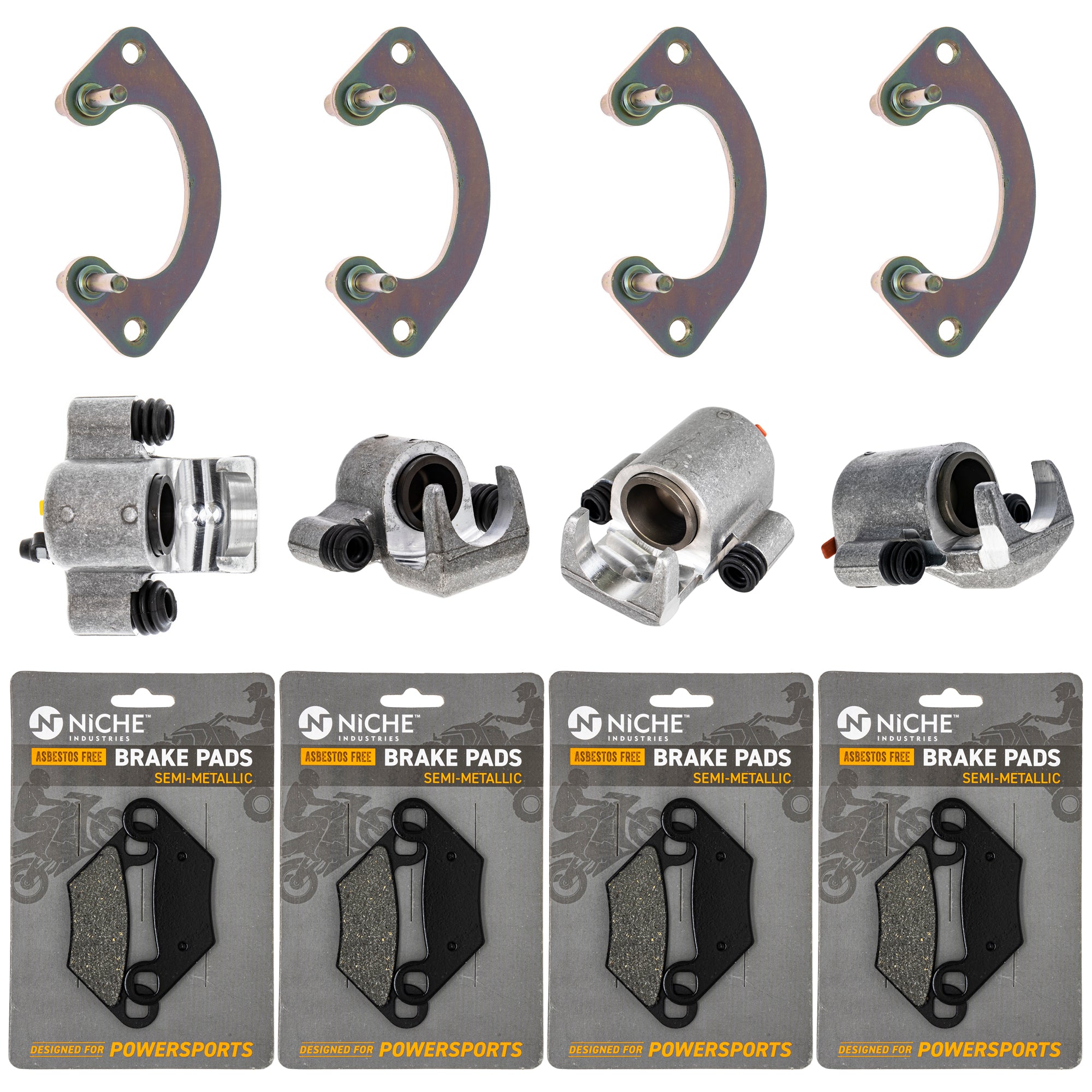 Brake Calipers & Pads Kit (4) Front/Rear for zOTHER Polaris GEM Sportsman Scrambler NICHE MK1008218