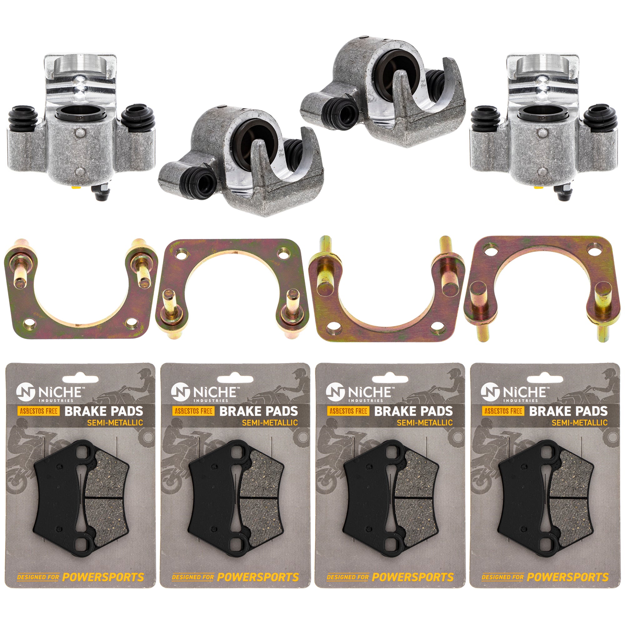 Brake Calipers & Pads Kit (4) Front/Rear for zOTHER Polaris GEM Ranger NICHE MK1008222