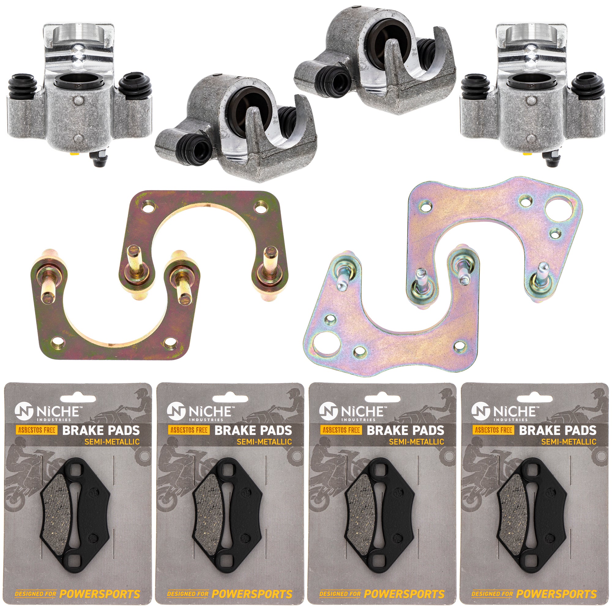 Brake Calipers & Pads Kit (4) Front/Rear for zOTHER Polaris GEM Sportsman NICHE MK1008223