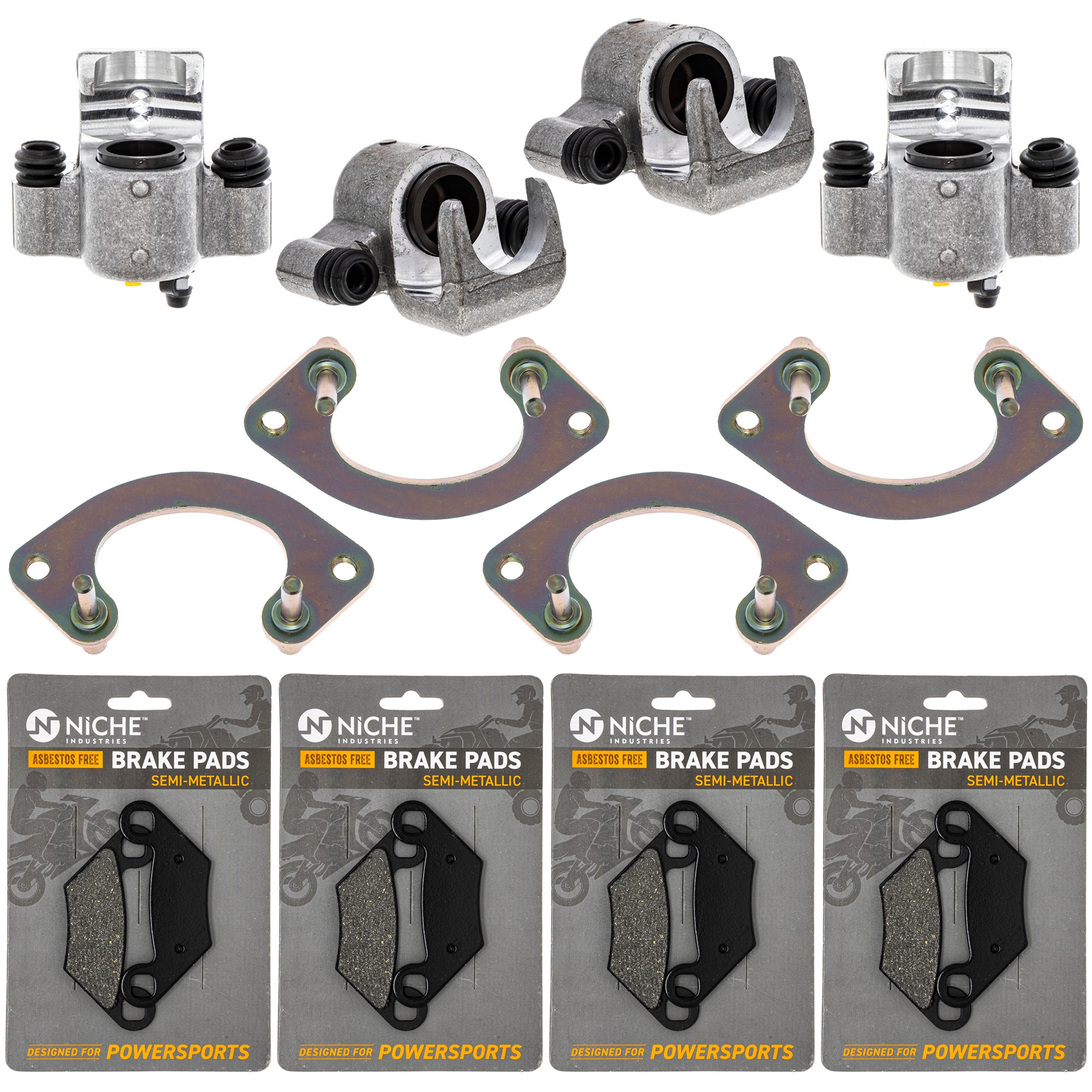 Brake Calipers & Pads Kit (4) Front/Rear for zOTHER Polaris GEM Sportsman Scrambler NICHE MK1008224