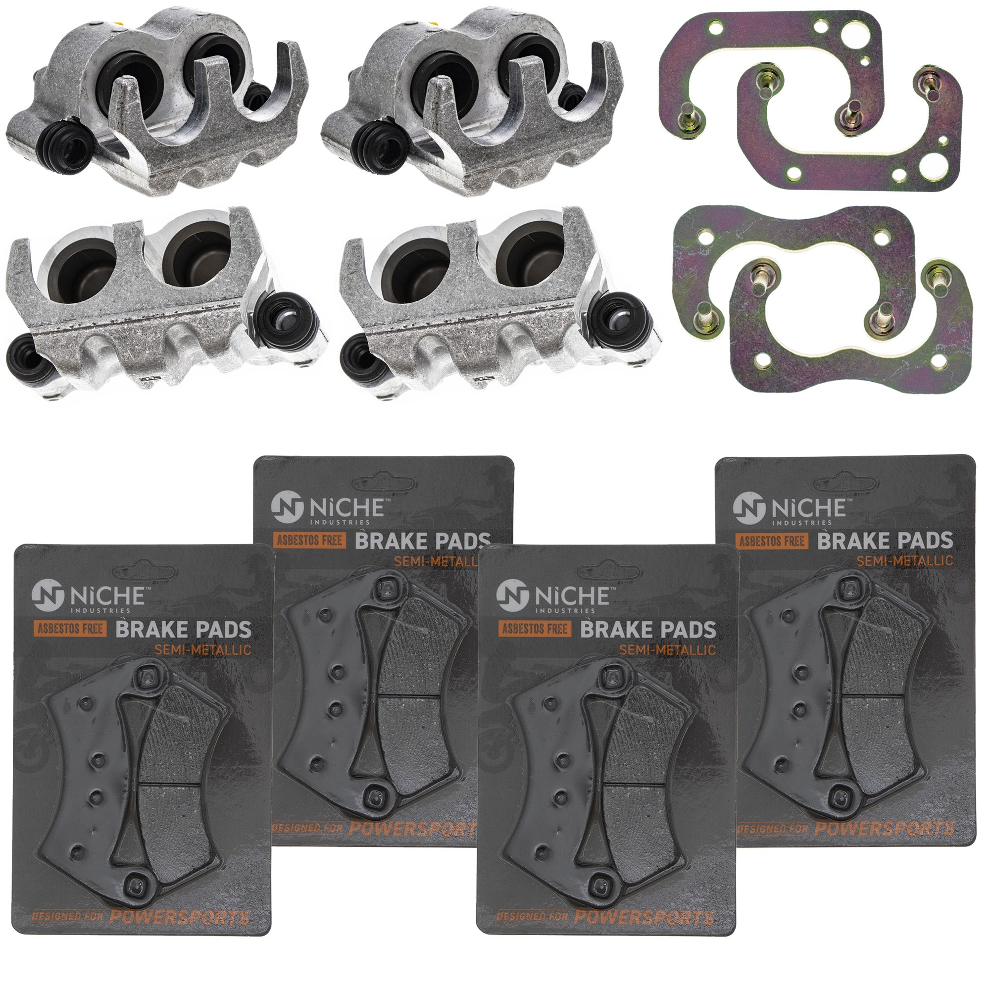 Brake Calipers & Pads Kit (4) Front/Rear for zOTHER Polaris GEM Ranger NICHE MK1008228