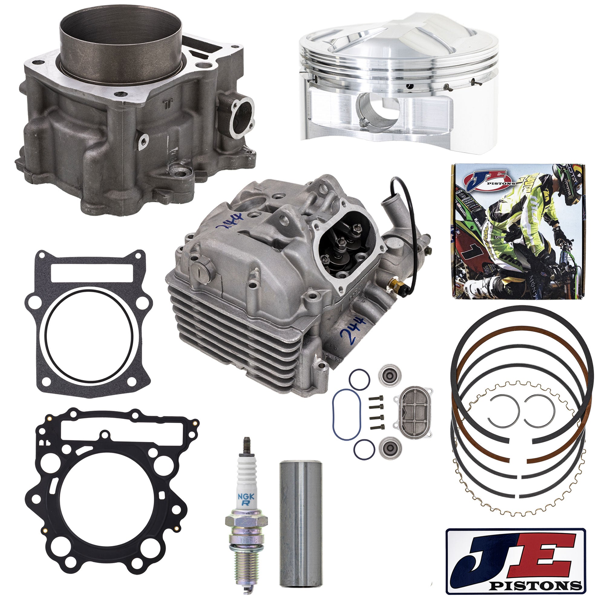 Cylinder JE Piston Cylinder Head Gasket Spark Plug Kit for Rhino Grizzly NICHE MK1012461