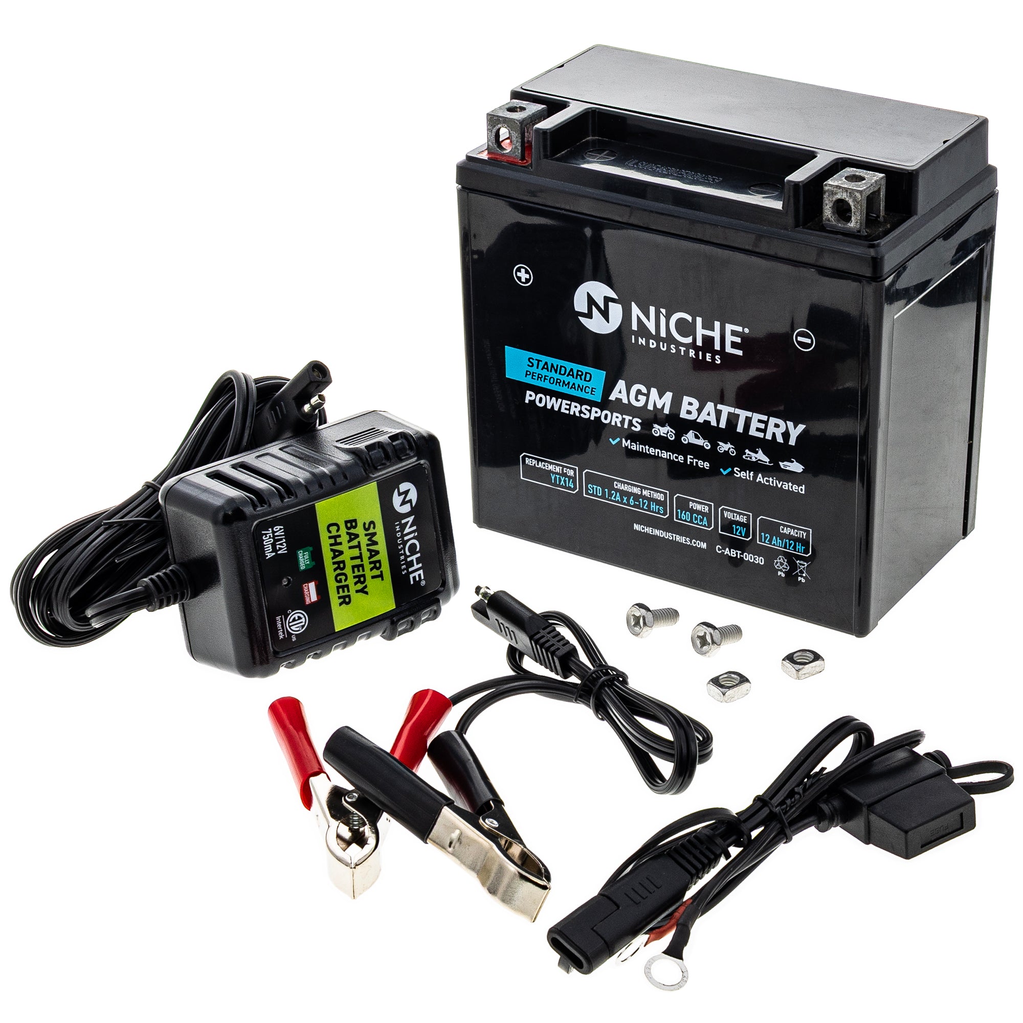 AGM Battery and Charger for V-Rod Ulysses Lightning Firebolt NICHE MK1014760