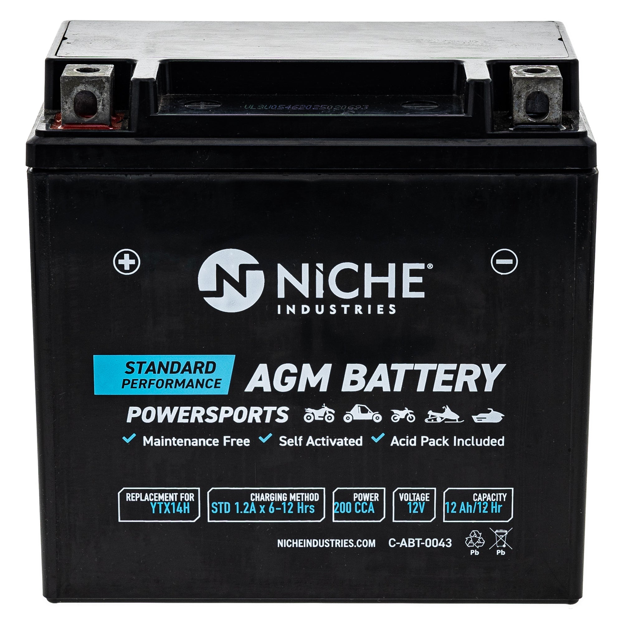 NICHE MK1014762 AGM Battery and Charger for ZZR1200 ZRX1100