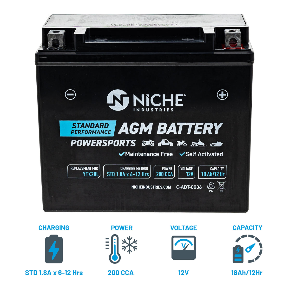 NICHE 519-CAB2258T AGM Battery for zOTHER Yuasa BRP Can-Am Ski-Doo
