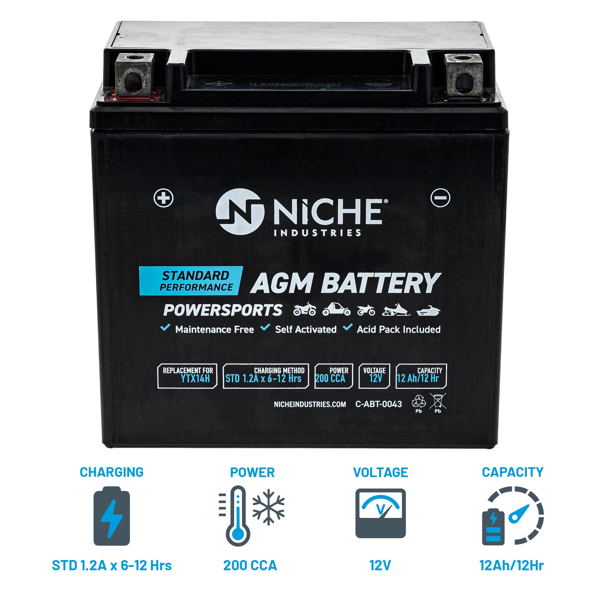 NICHE 519-CAB2265T AGM Battery for zOTHER Yuasa Yamaha KTM Kawasaki