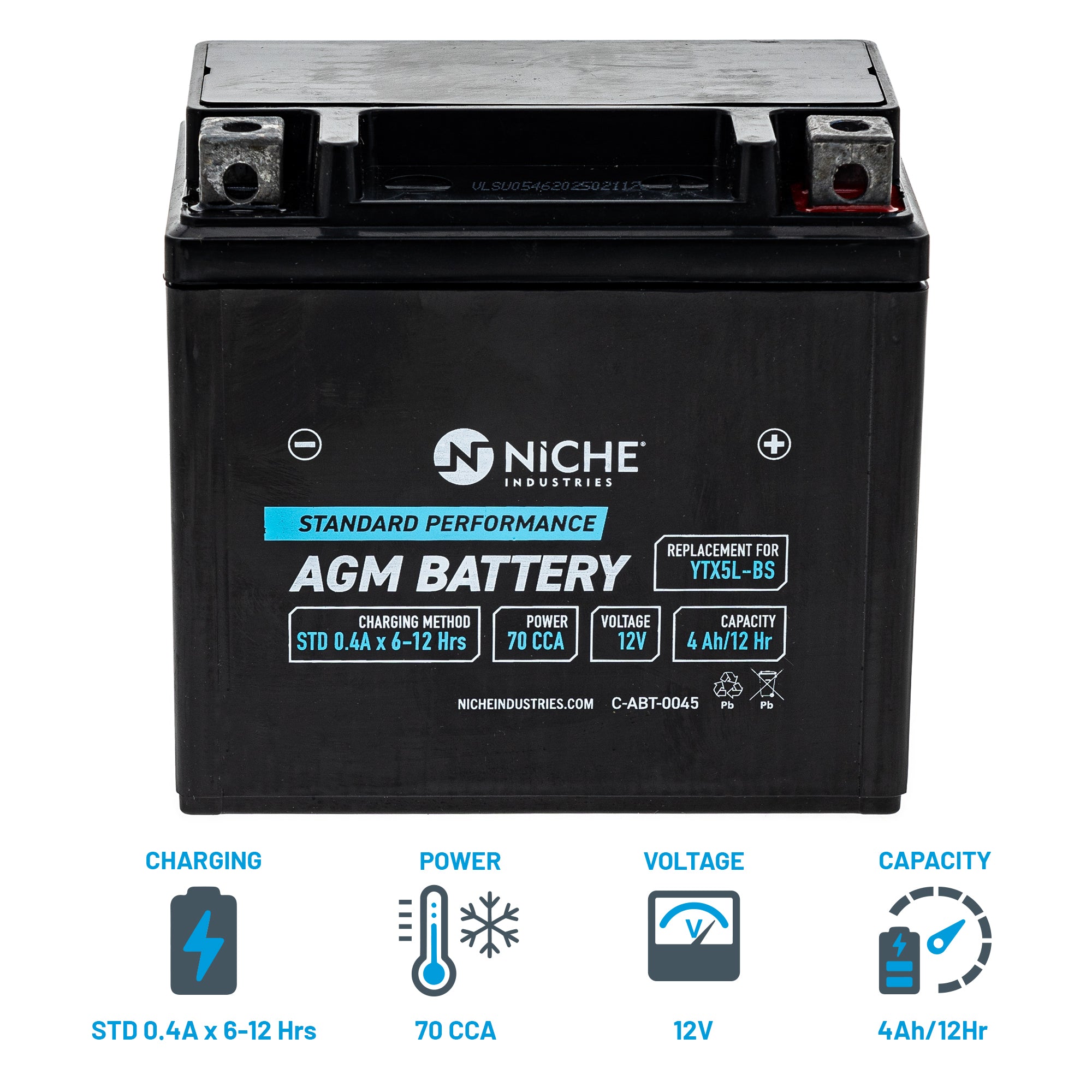NICHE 519-CAB2267T AGM Battery for WR250F TTR230 TRX90 TE300