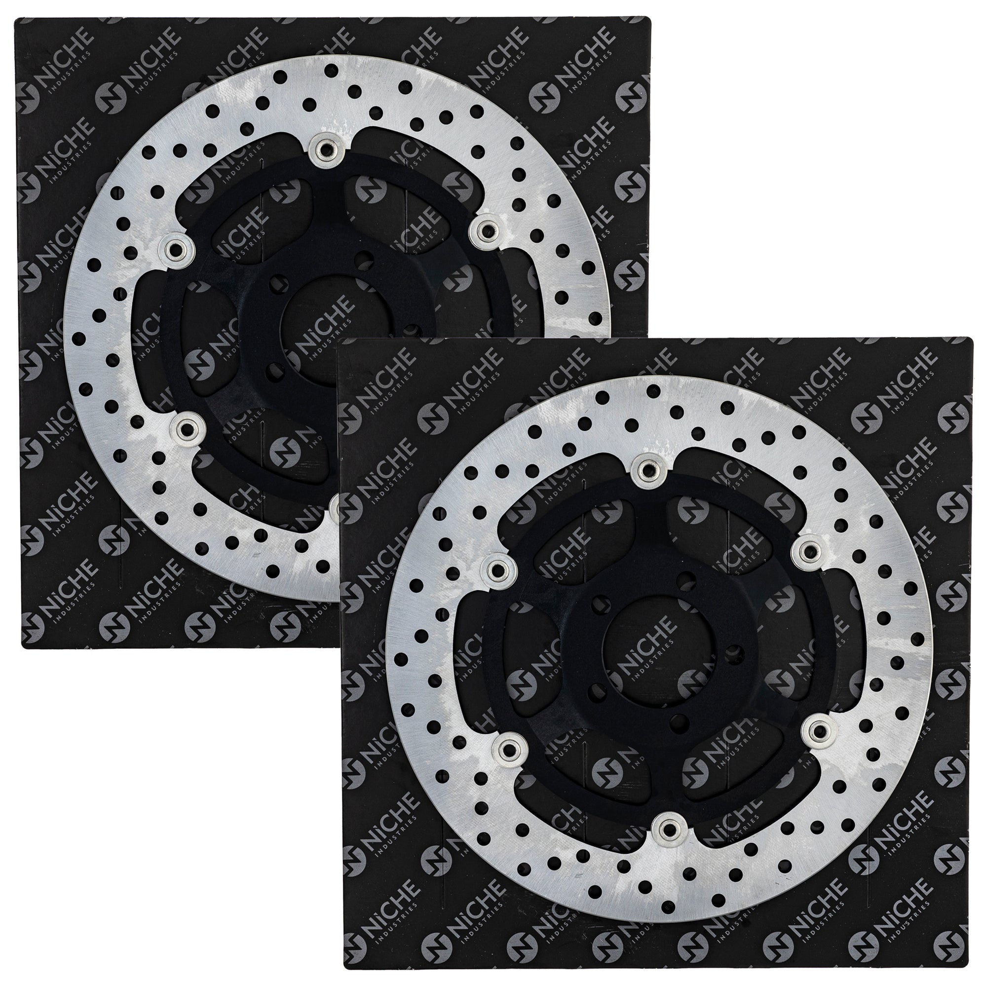NICHE Front Brake Rotor Set – Honda Goldwing 1100, CB750A Motorcycle – 2pc, Stainless, Gray