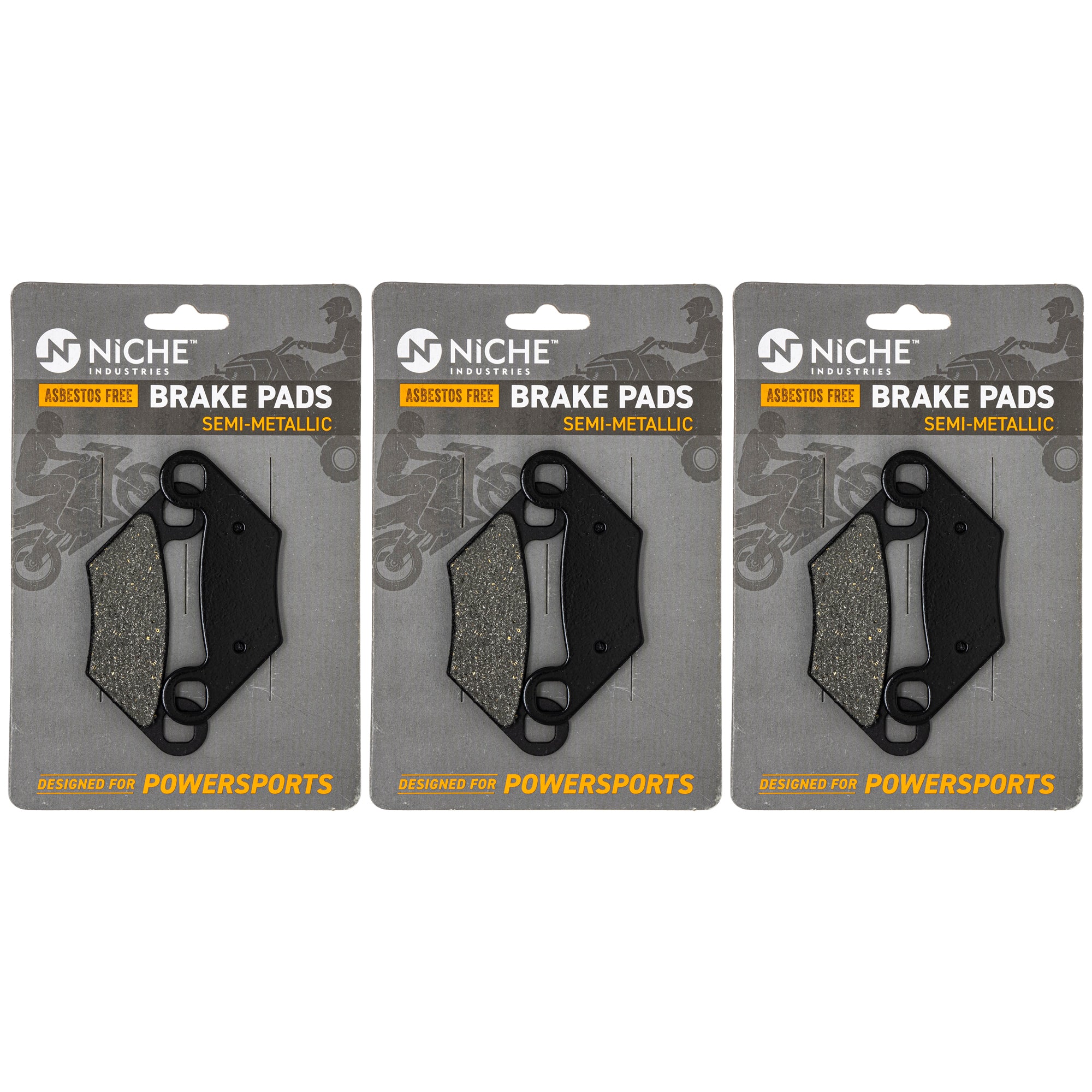 Semi-Metallic Brake Pad Set (Front & Rear) 3-Pack for Polaris Sportsman 2203628 2204088 NICHE 519-KPA2224D