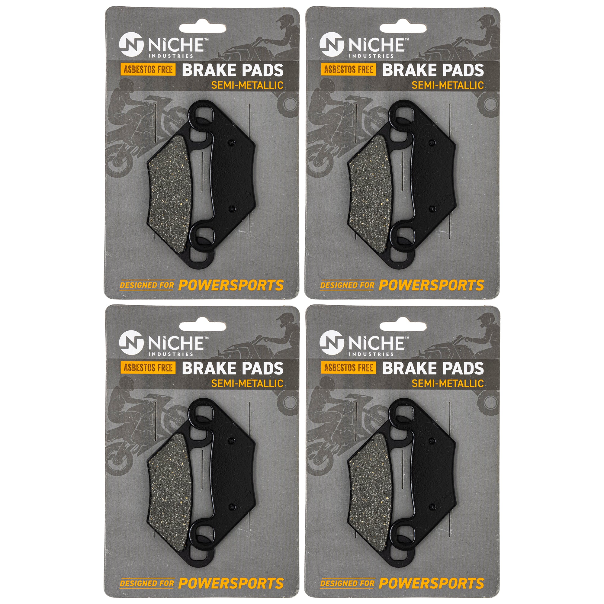 Semi-Metallic Brake Pad Set (Front & Rear) 4-Pack for Polaris Sportsman 2203628 2204088 NICHE 519-KPA2224D