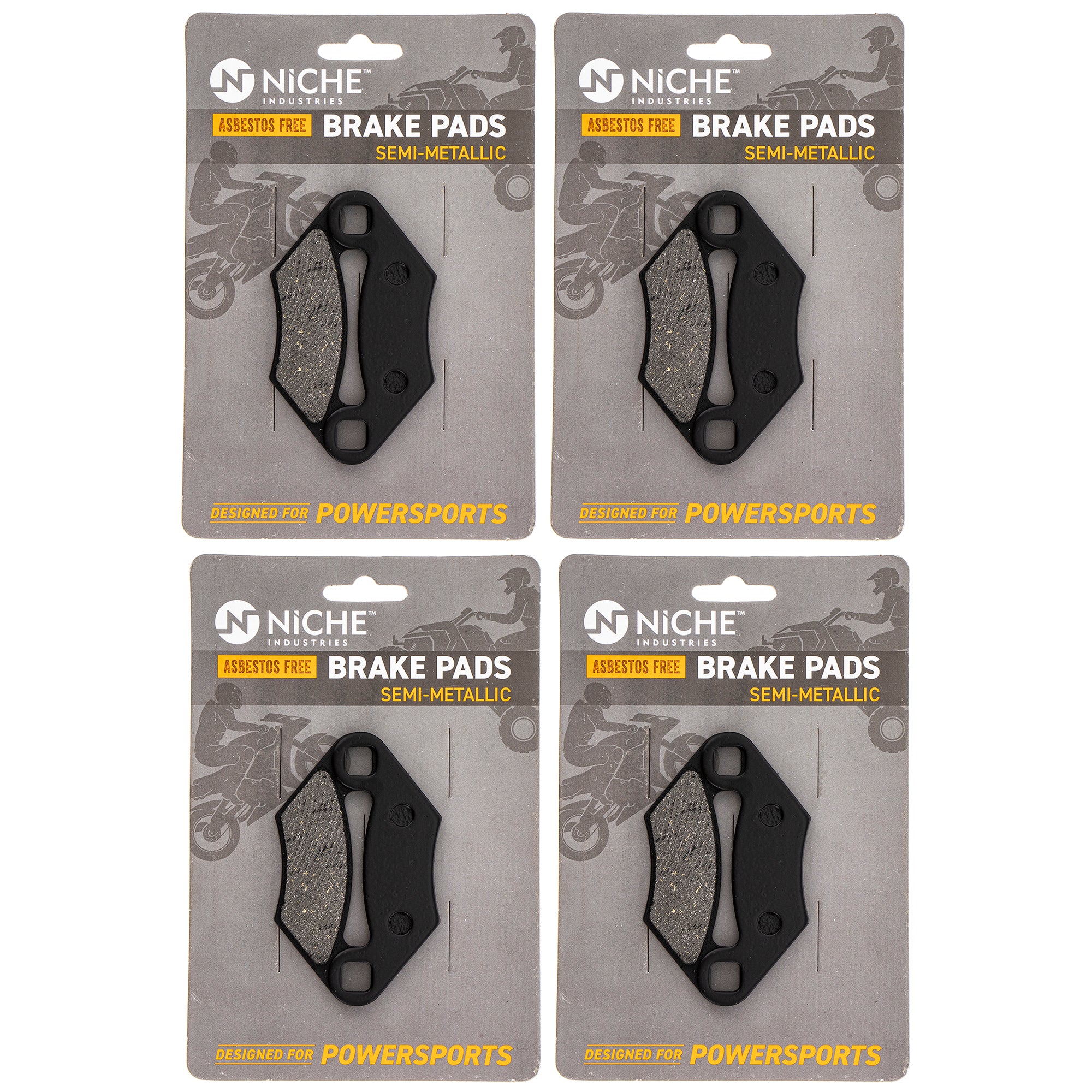 Semi-Metallic Brake Pad Set (Front & Rear) 4-Pack for Polaris Xpress Xplorer Xpedition NICHE 519-KPA2225D